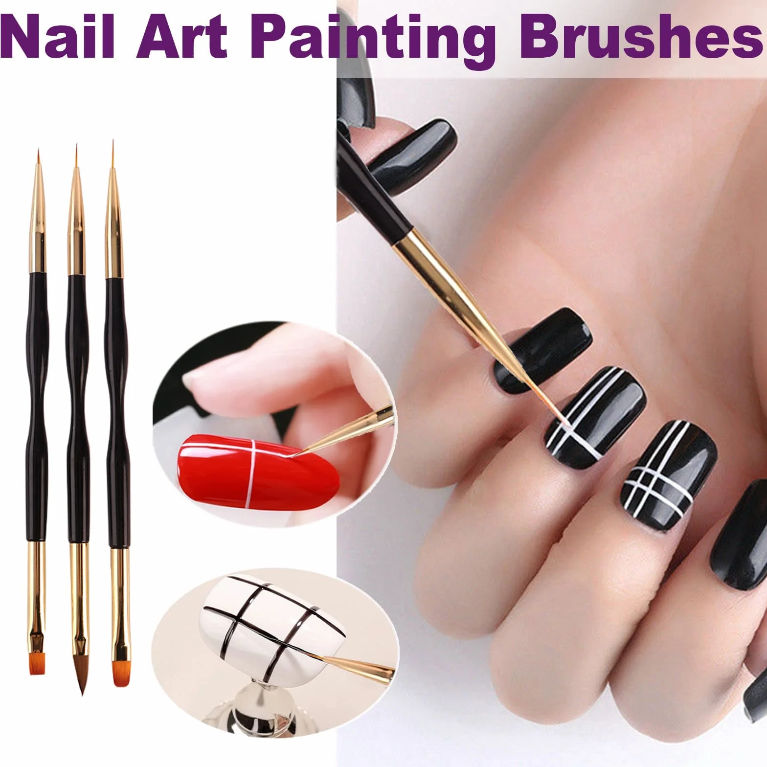 Stamper do paznokci Nail Art Brush – French Tip Stamp do paznokci Clear Nail Art Stamper Jelly with Scraper, 3 szt. Double Ended Nail Pen Brushes, Soft Silicone Stamper Printer DIY