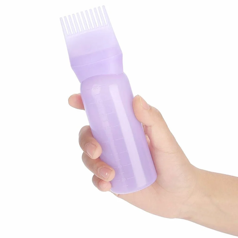 3 Colours Hair Dye Brush Bottle Shampoo Bottle Oil Colouring Dispenser Applicator Brush Tip Tools o pojemności 120 ml do farbowania włosów (fioletowy)