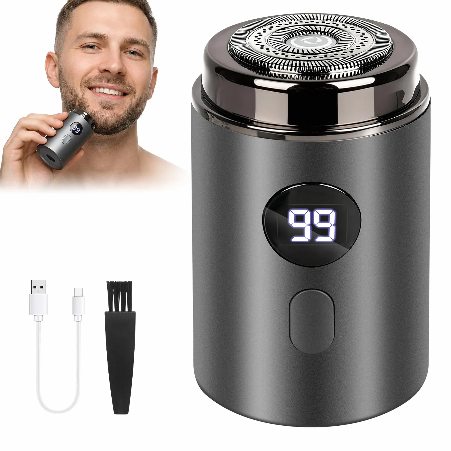 Mineup Sopami Mini Shaver elektryczna golarka męska, 2 w 1, wodoszczelna, przenośna, nadaje się do prania na mokro i na sucho, USB do domu i w podróży
