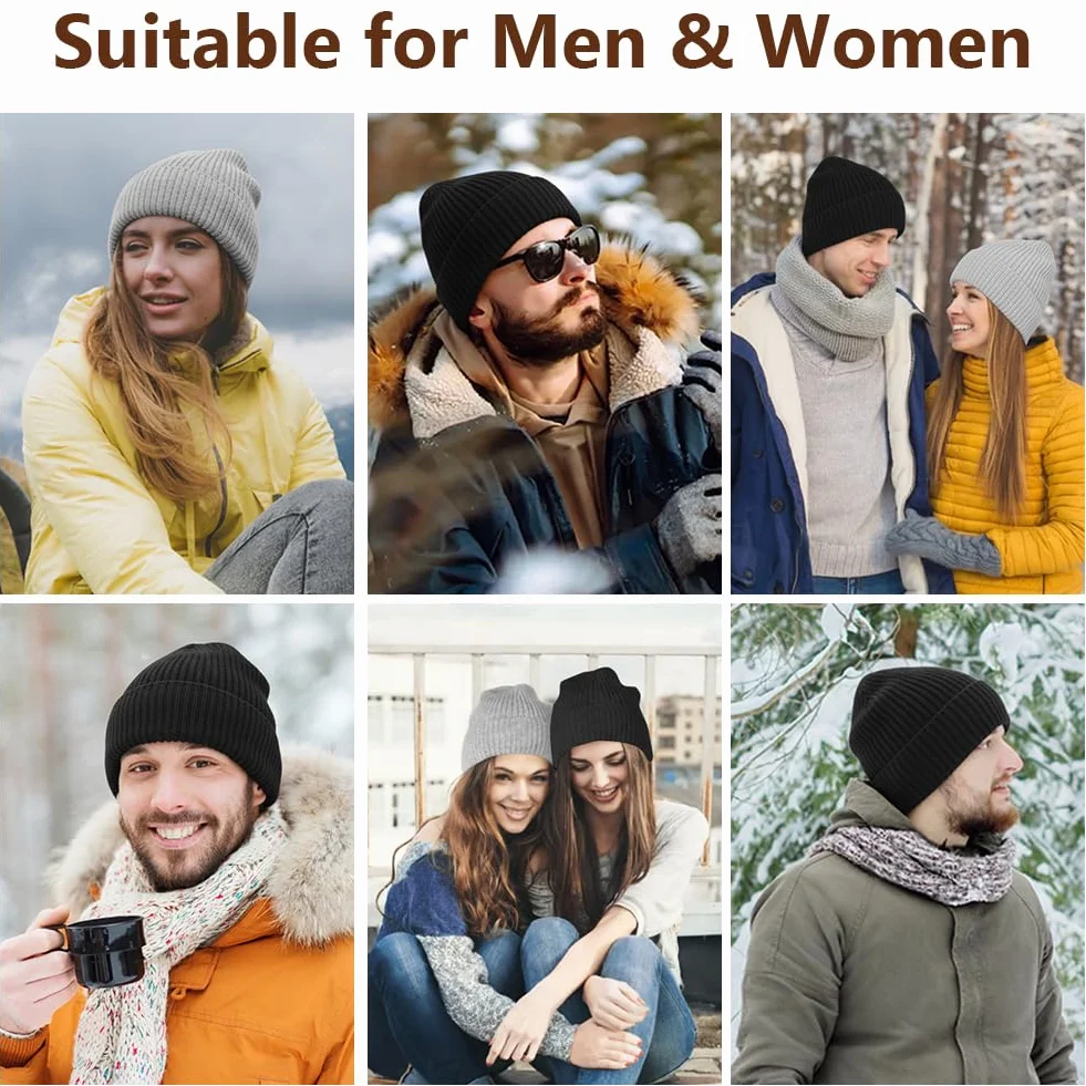 Vicloon Czapka z wełny merynosów dla mężczyzn i kobiet, wełna merino Fisherman, czapka trawler, miękka, rozciągliwa, unisex, męska i damska, zimowa czapka z dzianiny, czapka wełniana