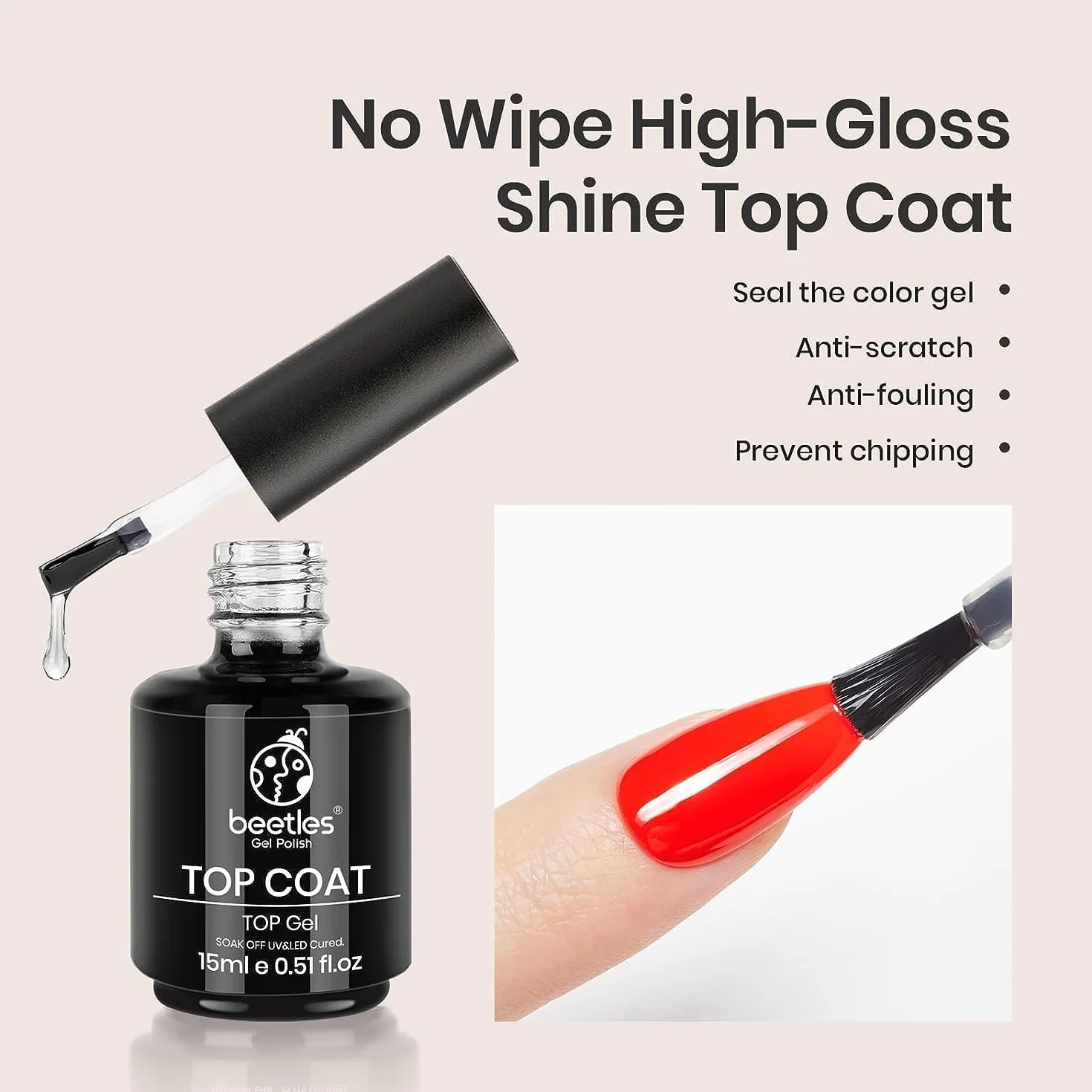 Beetles Nail Blooming Gel & No Wipe Gel Base Top Coat Set, 3 sztuki 15 ml żelu bazowego o błyszczącym wykończeniu, który może być żelowym prezentem do manicure dla kobiet
