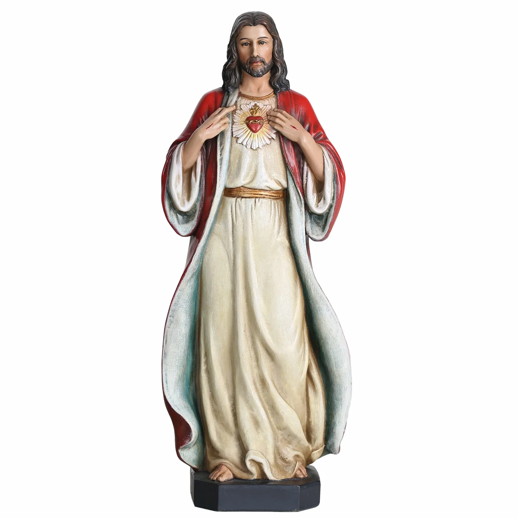 BC BUILDCLASSIC Figurka Najświętszego Serca Jezusa, posągi Jezusa, prezenty katolickie, 25 cm wysokości, ręcznie malowana