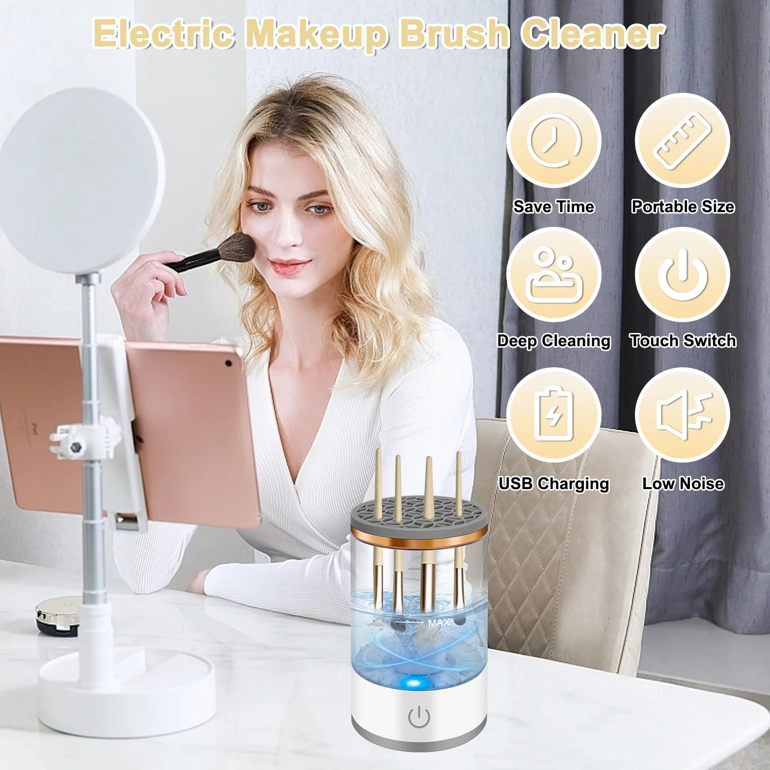 Elektryczny środek do czyszczenia pędzli do makijażu Make Up Brush Cleaner USB ładowalny stacja automatyczny