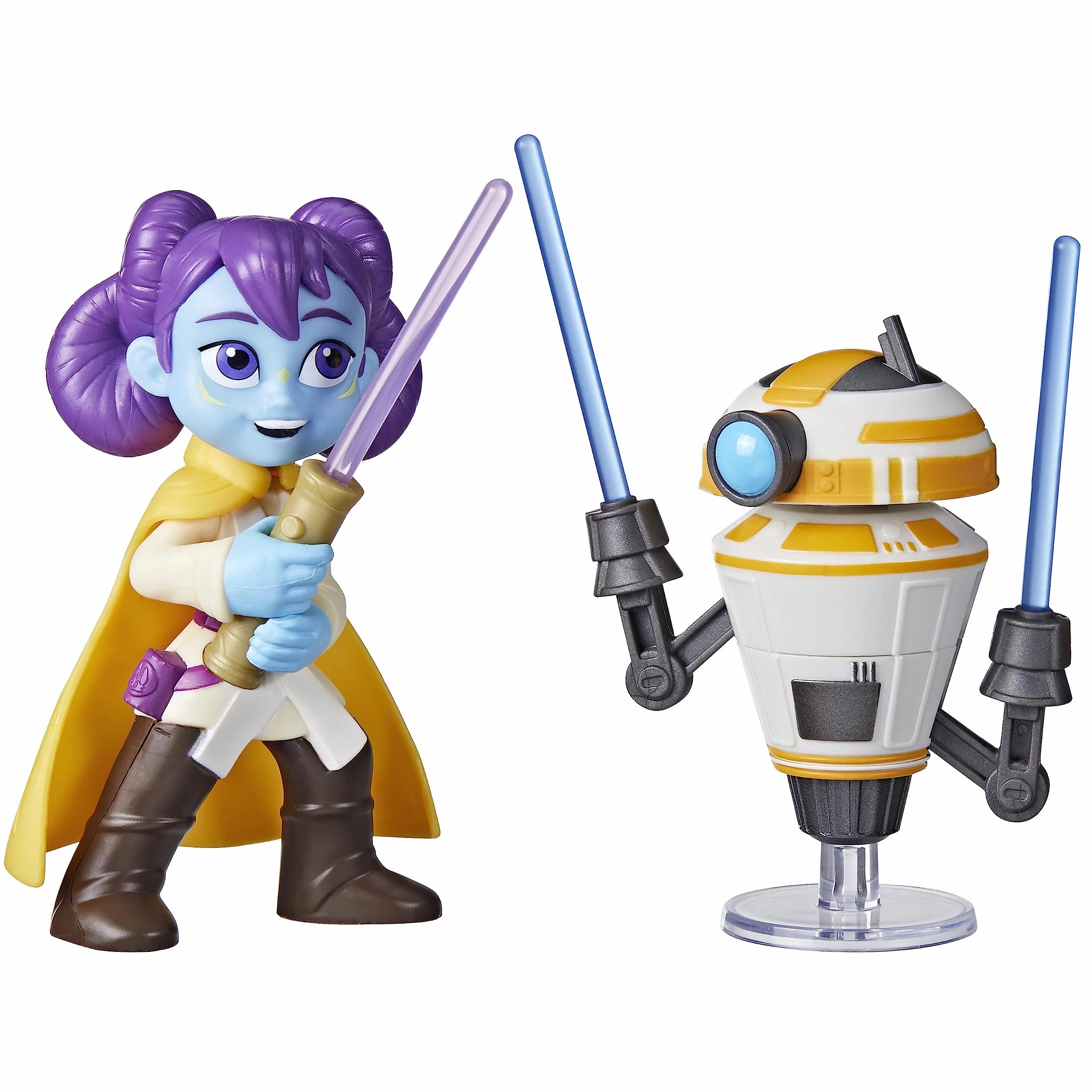 Hasbro Star Wars, Pojedynek z mieczem laserowym Pop-up Lys Solay i Droid Trening, zabawki Star Wars w skali 10 cm dla chłopców i dziewcząt