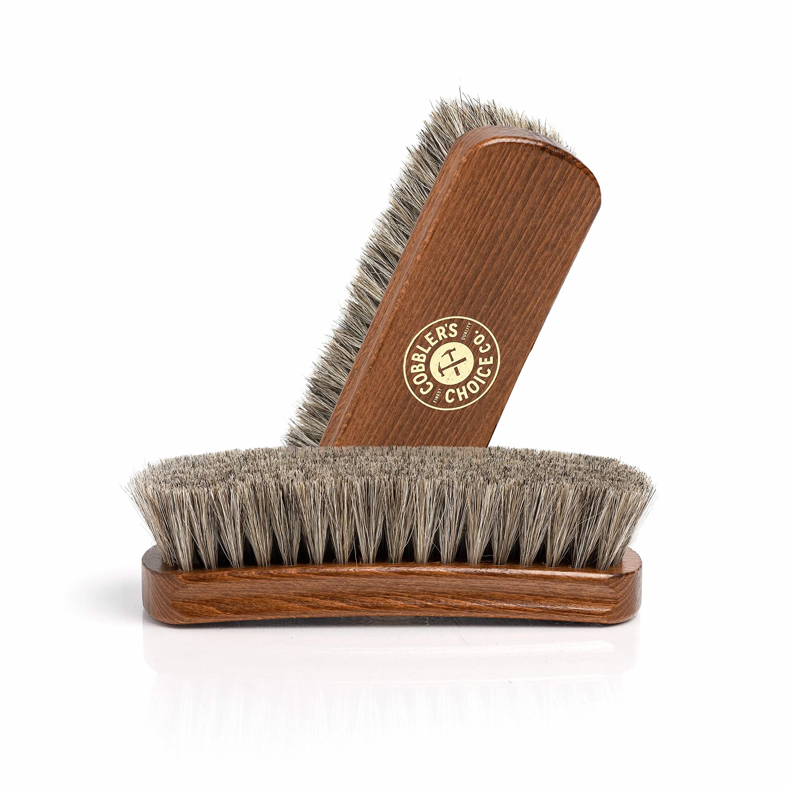 Premium Shoe Brush – szczotka do butów z końskiego włosia – profilowany uchwyt dla wygodnego chwytu, brązowa