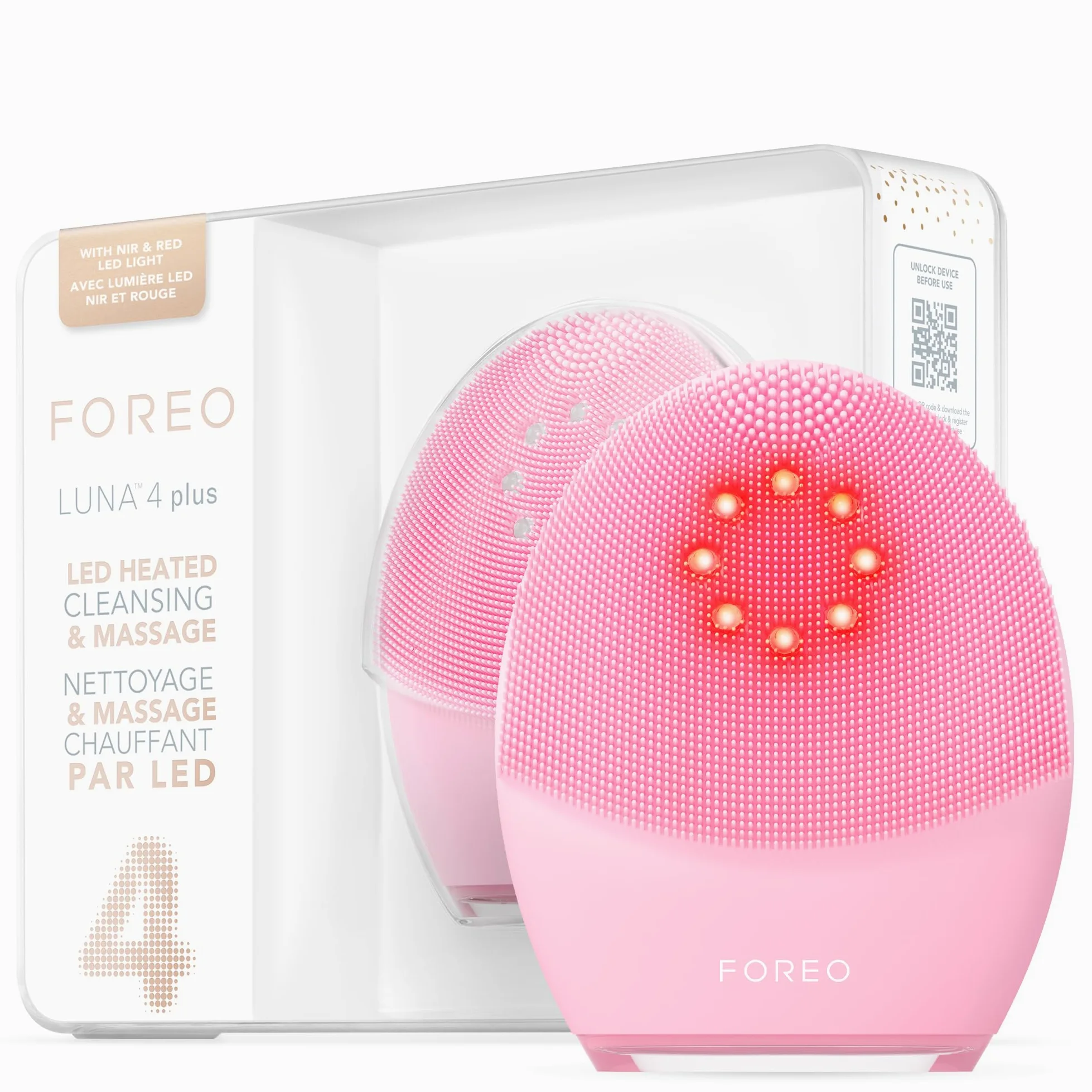 FOREO Luna 4 Plus szczotka do oczyszczania twarzy NIR czerwona maska LED silikonowy pędzel masażer twarzy mikroprądowy