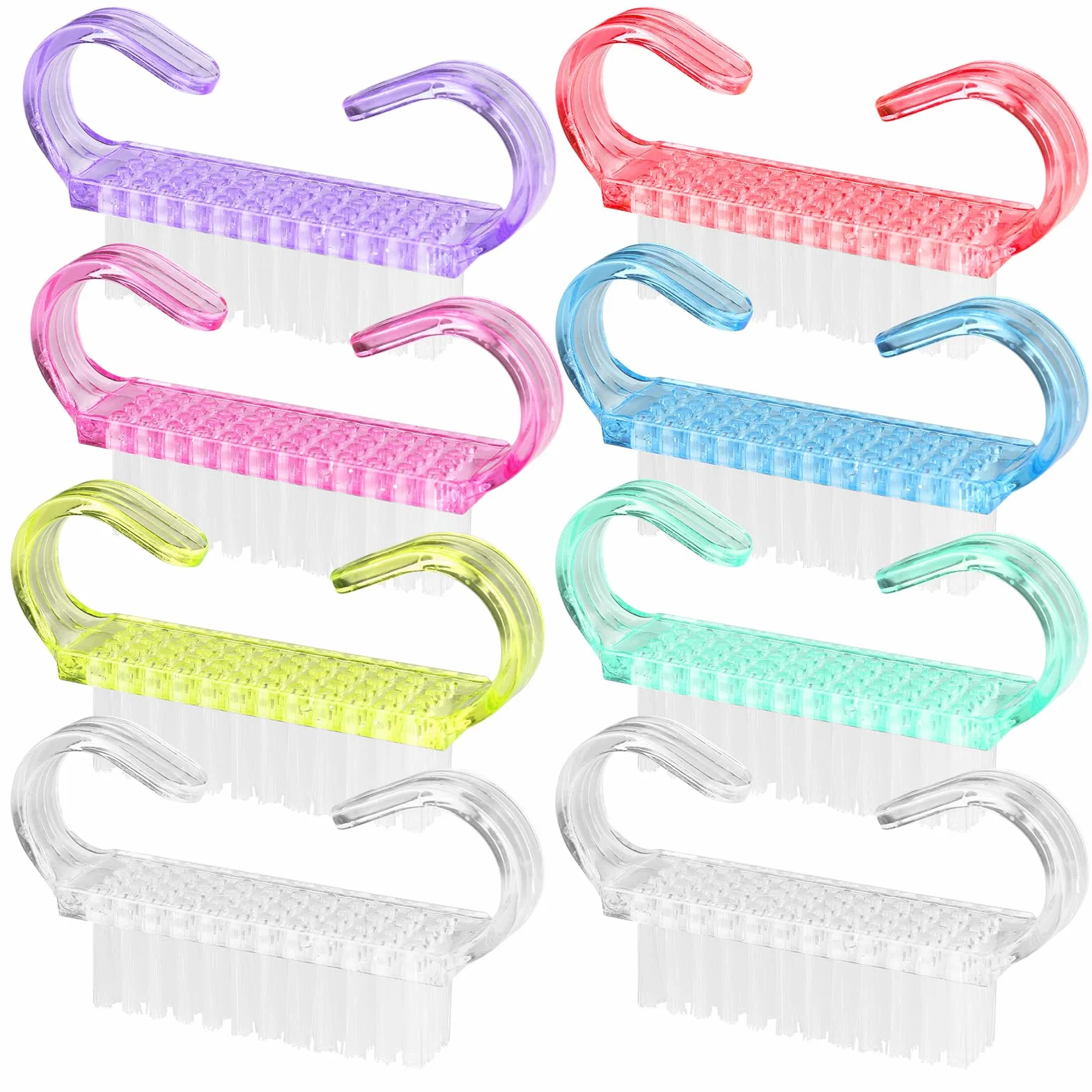 8 sztuk szczoteczki do paznokci, Abeillo szczoteczka do paznokci, uchwyt z tworzywa sztucznego, szczoteczki do peelingu i czyszczenia paznokci, szczoteczka do manicure i pedicure do czyszczenia kurzu
