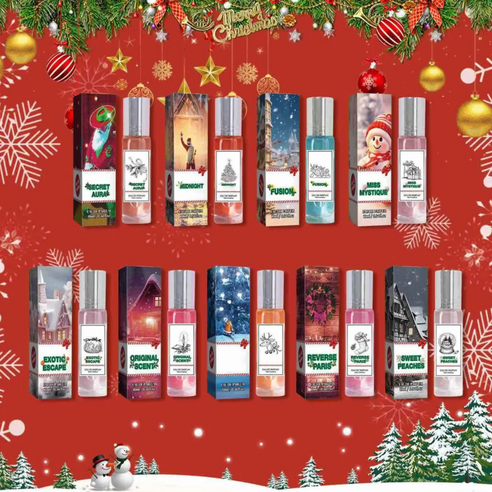 Kalendarz bożonarodzeniowy, zestaw perfum, kalendarz adwentowy, 9 dni, perfumy, zestaw zapachów dla kobiet, odliczanie dla kobiet, miękki i lekki zapach, 10 ml, dla dziewcząt i kobiet