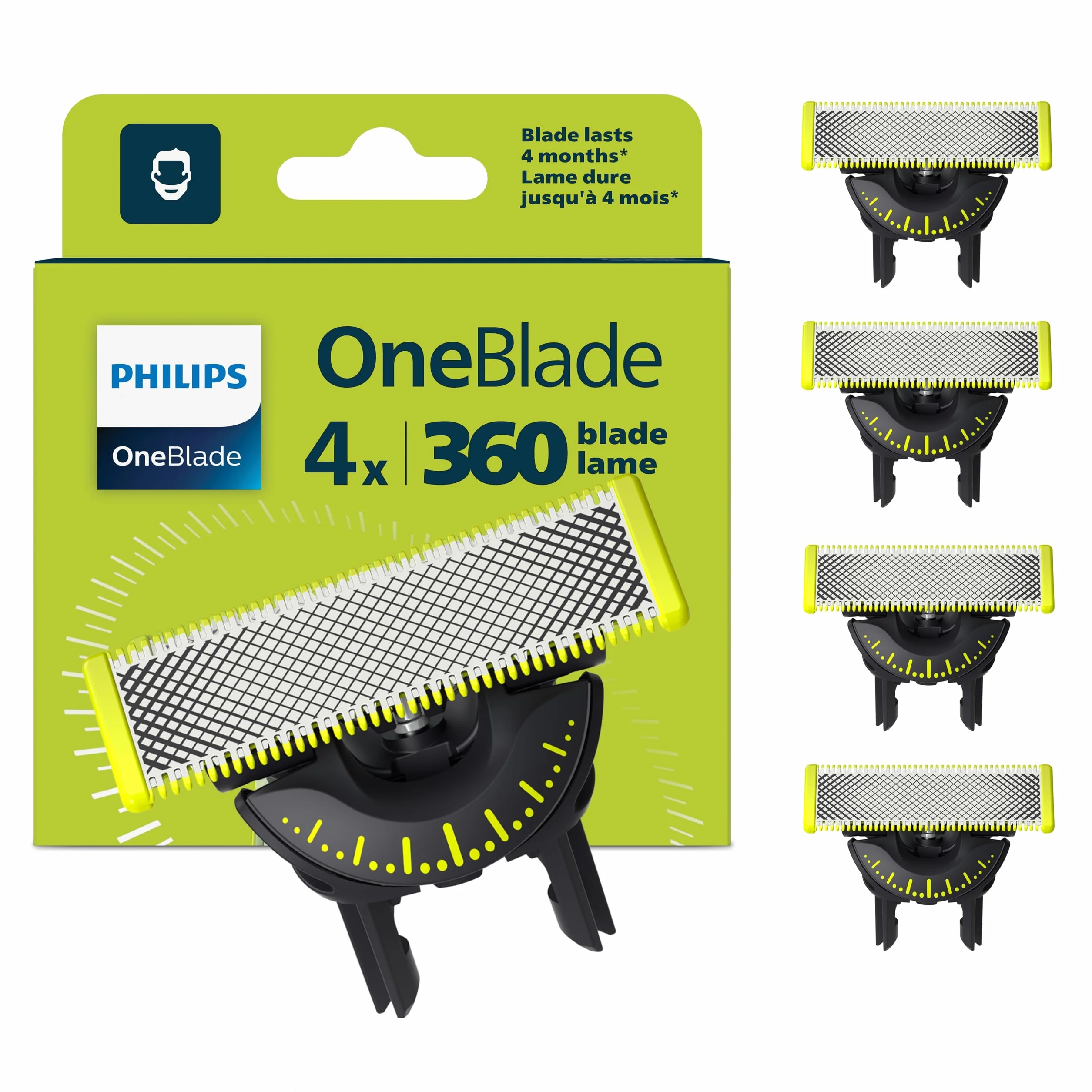Philips Oryginalne ostrza wymienne OneBlade 360 do golarki hybrydowej, 4 sztuki, QP440/50