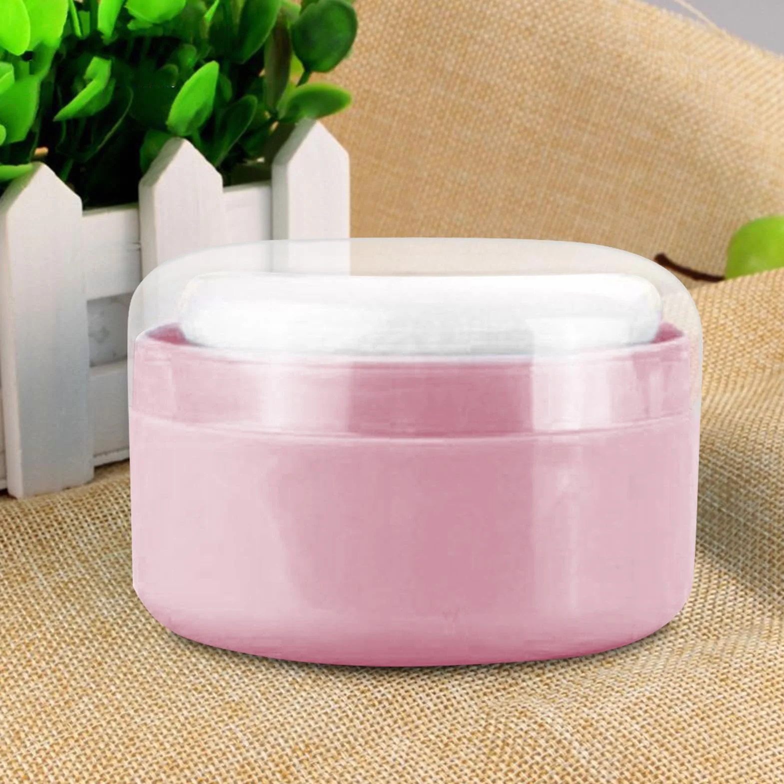 Body Powder Container, Portable Bath Dusting Storage, Dusting Holder with Puff, Refillable Dispenser for Talcum, Bath, and Loose Powder, 3.54x3.54x2.36 inches