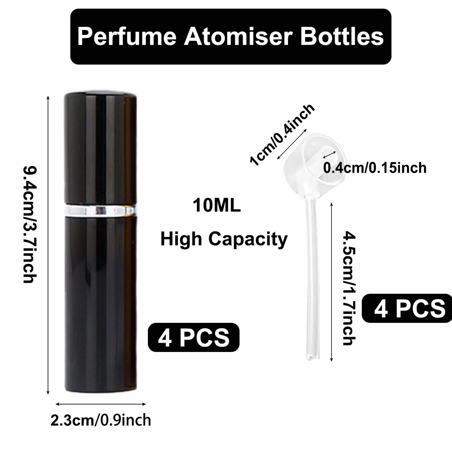 KEYRI 4 butelki z rozpylaczem perfum 10 ml, rozpylacz perfum do wielokrotnego napełniania, podróżny dozownik po goleniu, mini butelka z rozpylaczem, pusta butelka podróżna, do bagażu kieszonkowego,