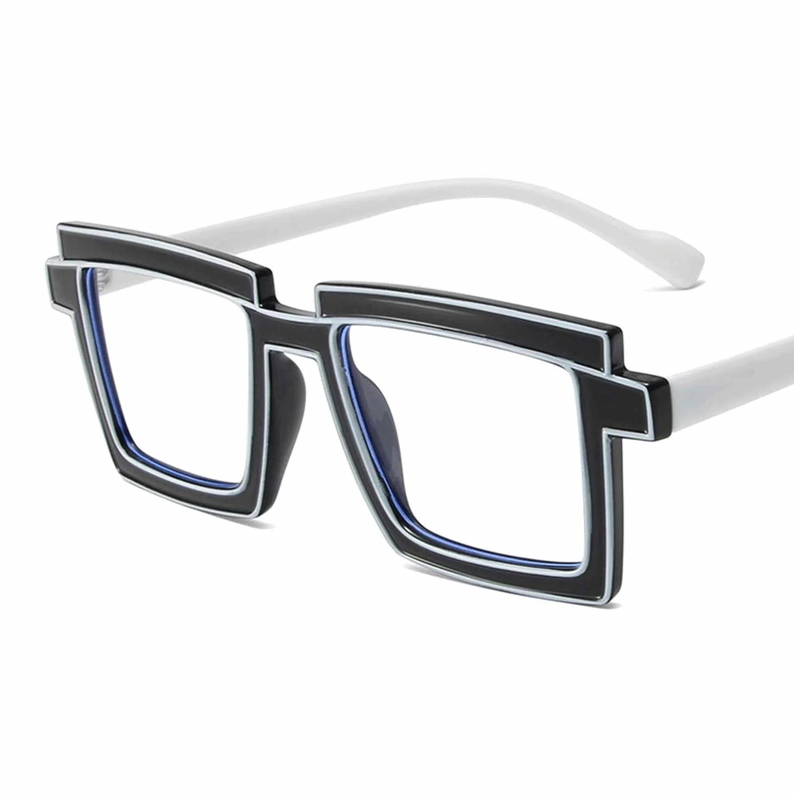 Anti-blauw licht brillenmonturen Titanium brilmonturen Extra grote vierkante brilmonturen Creatieve strepen Optische brillen
