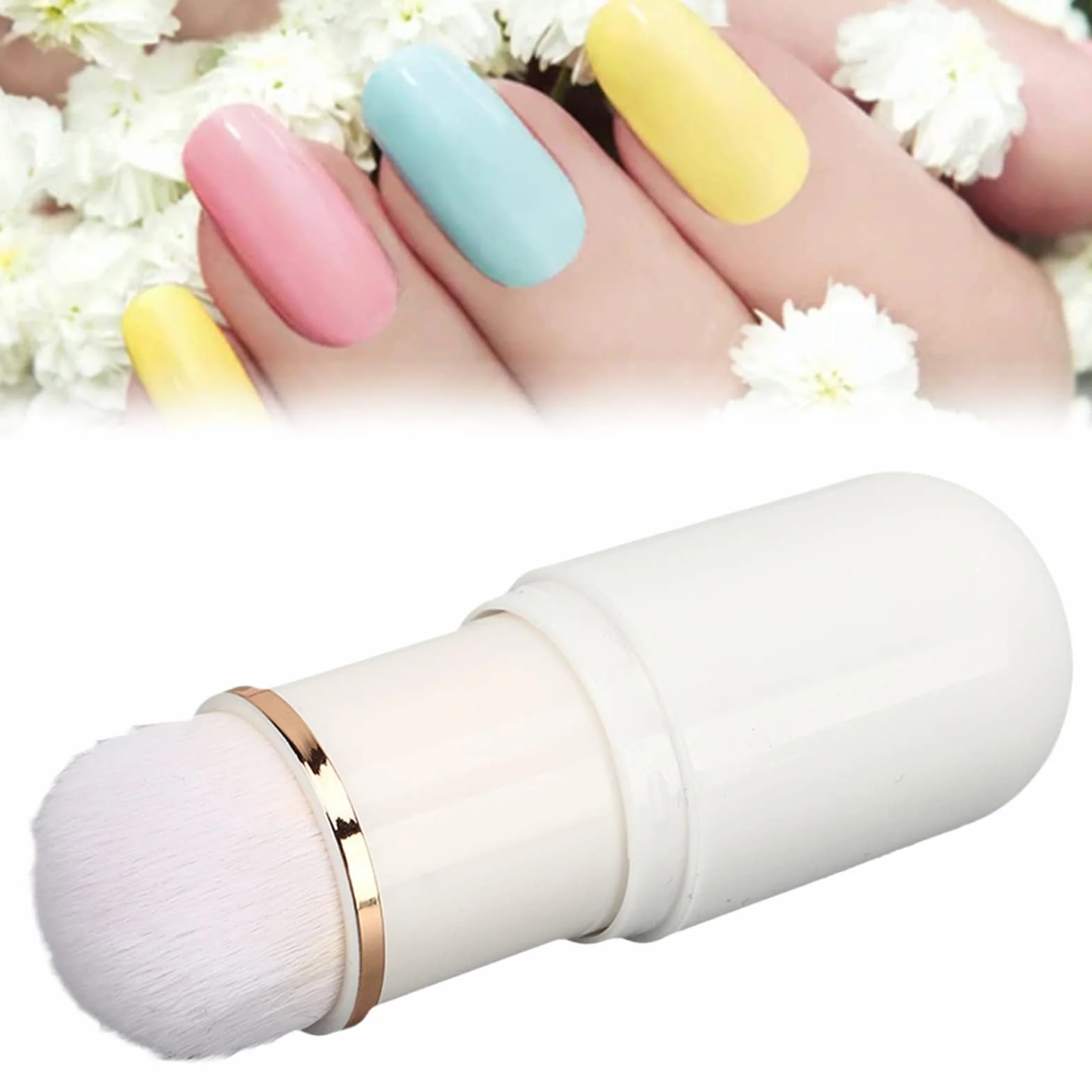 Pędzel do Usuwania Pyłu Nail Art, Pędzel do Usuwania Pyłu Nail Art, Miękki Pędzel do Czyszczenia Kabuki do Makijażu, Pędzel do Usuwania Pyłu Nail Art Pędzel do Usuwania Pyłu, (Biały)