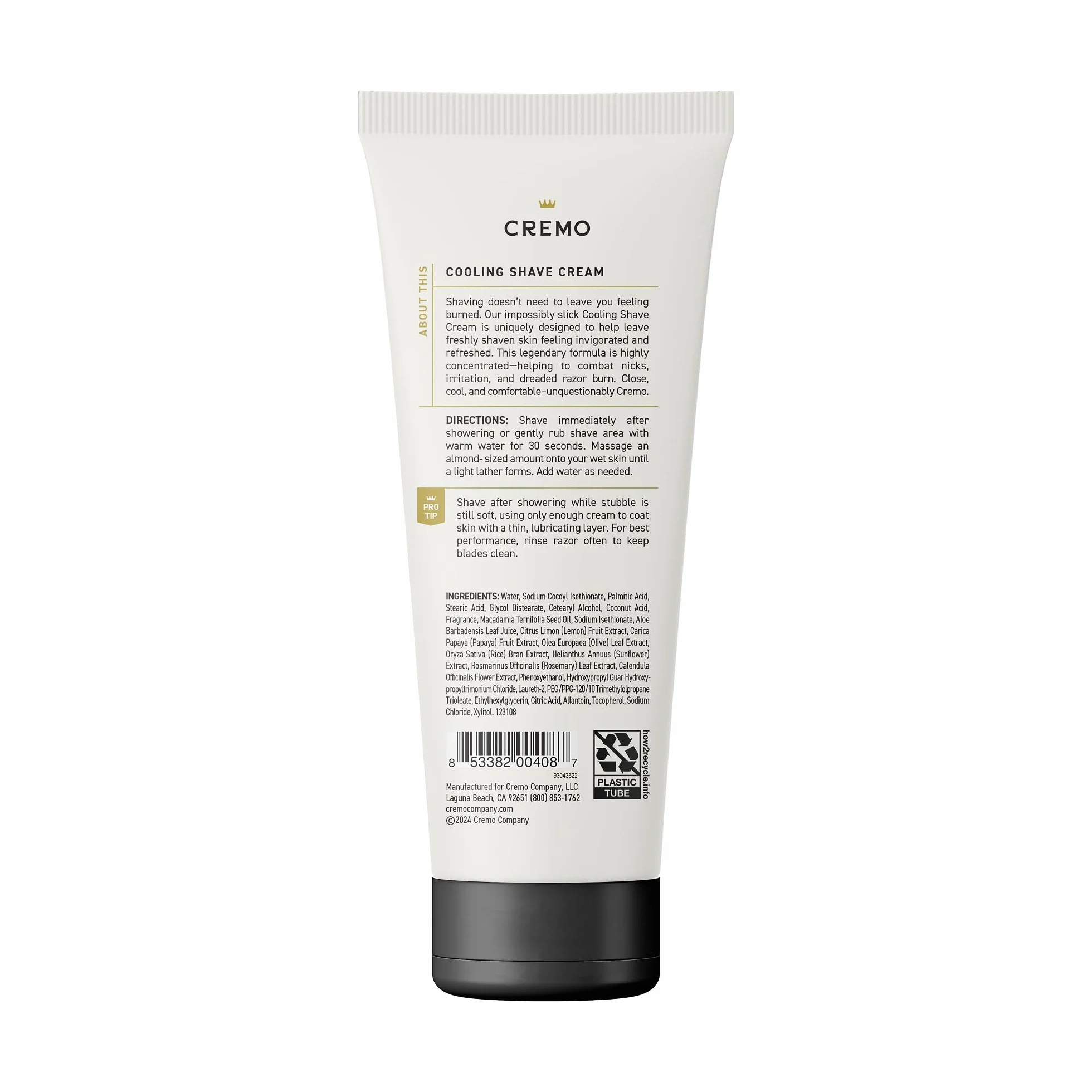 Cremo Odświeżający krem do golenia, olejek mentol/z drzewa herbacianego, 6 uncji Cremo