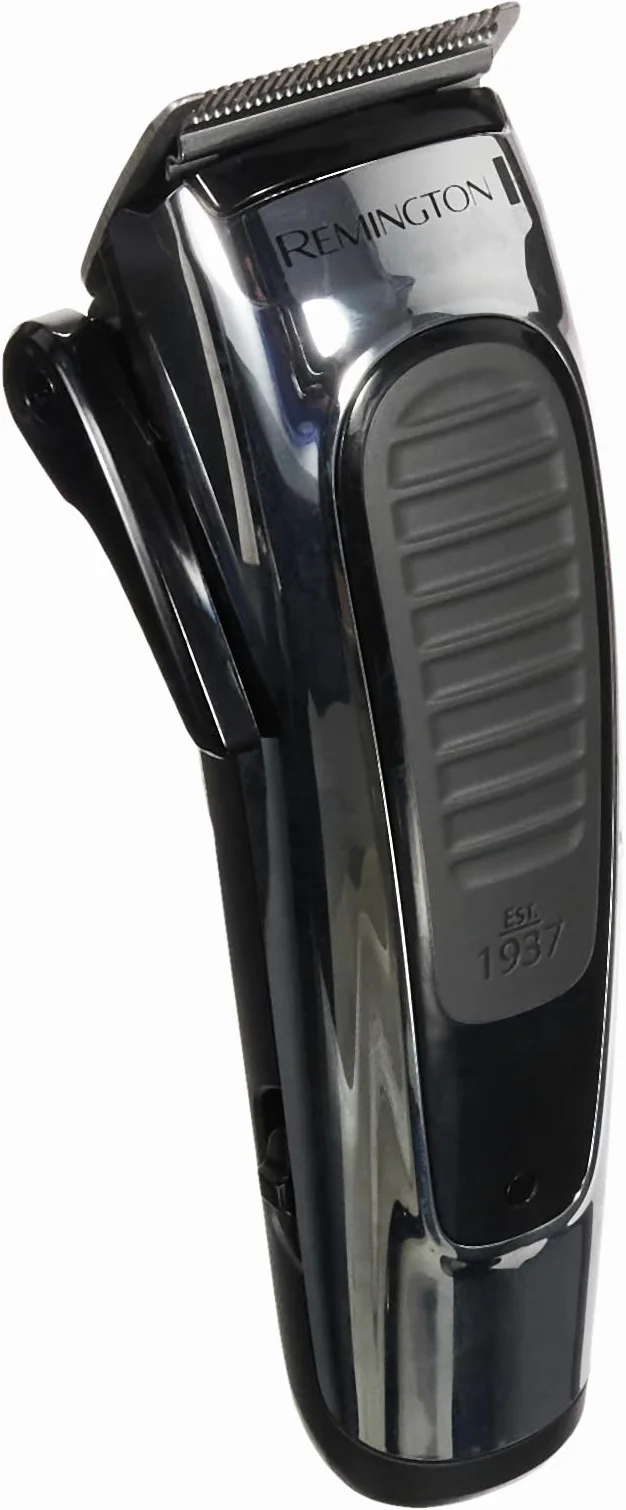 Remington maszynka do włosów, strzyżarka, ostrza ze stali nierdzewnej, 8 nakładek, dł. 3-25mm, do 30 min bezprzewodowej pracy, klipsy, nożyczki, grzebień i szczoteczka, etui, srebrna, Stylist HC450