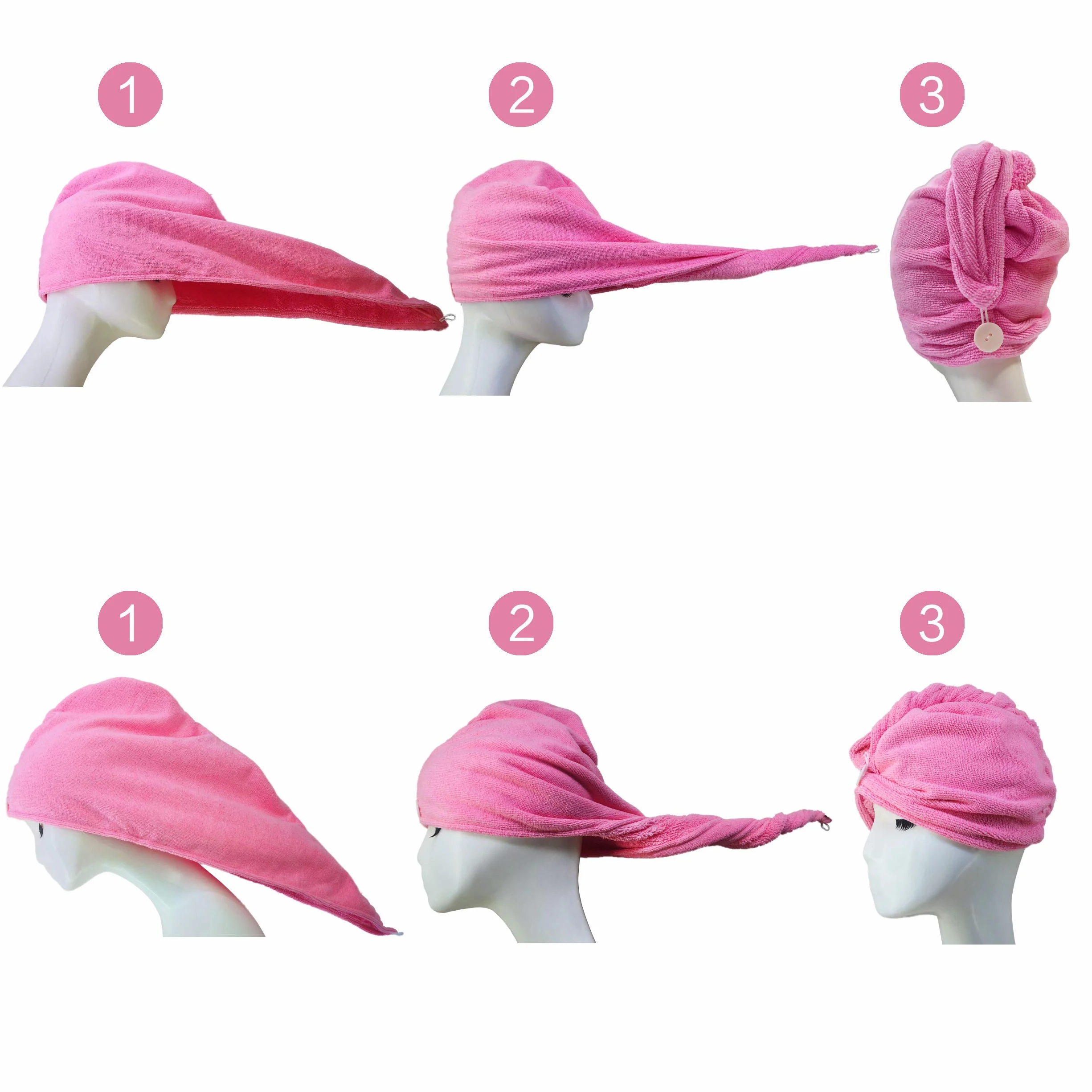 Polyte Ręcznik do włosów z mikrofibry turban szary 30 x 71 cm 2 szt.
