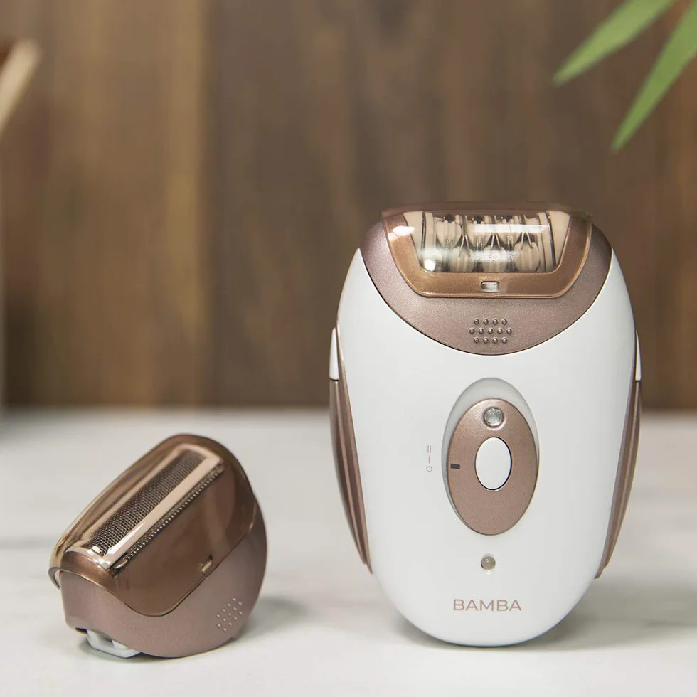 Cecotec Bezprzewodowy Depilator rozruchowy Bamba SkinCare Depil-action. Bateria litowa, Autonomia 40 mins, Waterproof, Wymienne głowice, 2 ustawienia prędkości, tryb przewodowy