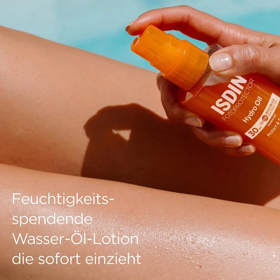 ISDIN Fotoprotector Hydro Oil LSF 30 (200 ml) | 2-fazowa ochrona przed światłem, która chroni skórę nie tylko przed słońcem, ale również wspomaga opalenie