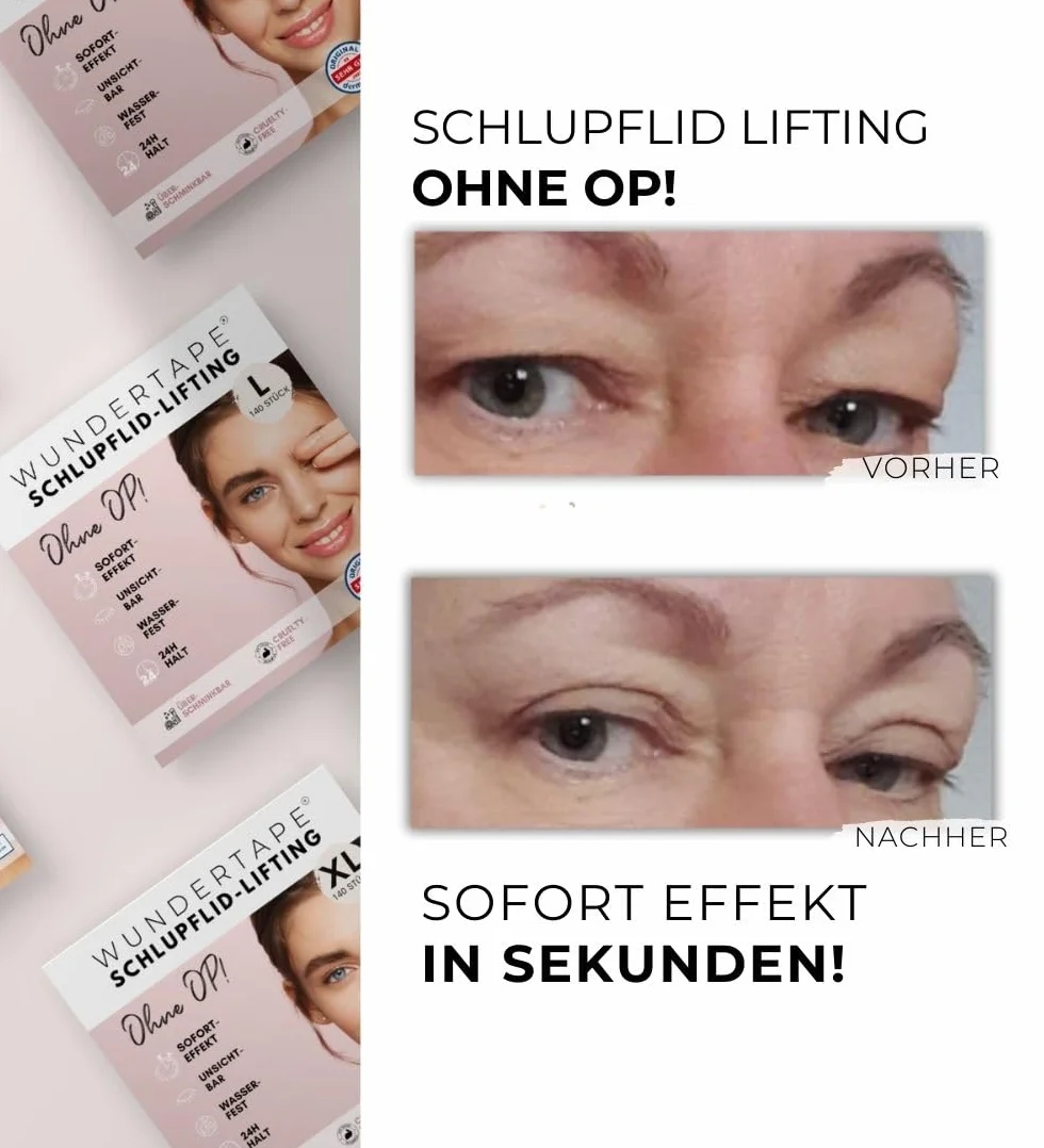 WUNDERTAPE naklejki korygujące opadające powieki, paski do podniesienia powiek bez zabiegu operacyjnego (wodoodporne, niewidoczne, trzymają się 24 godziny, taśma na powieki) Niewidoczne paski na