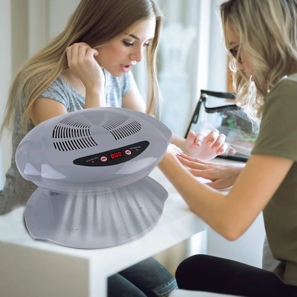 Suszarka do paznokci, czujnik gorącego i zimnego powietrza, narzędzie do manicure z wentylatorem do suszenia lakieru do paznokci do salonu i domu (srebrne)