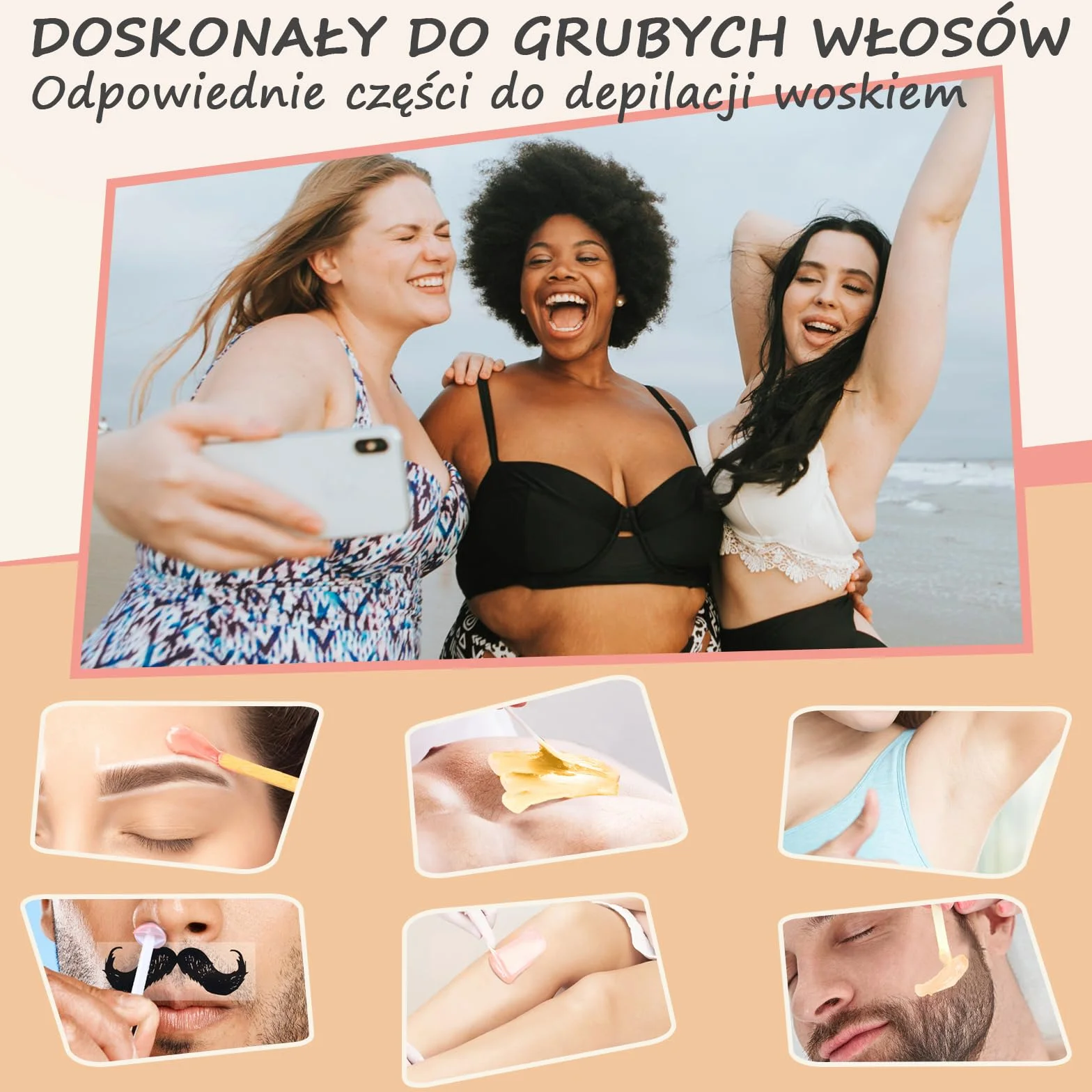 Zestaw do depilacji wosku, podgrzewacz wosku z akcesoriami do woskowania, wosk brazylijski do całego ciała