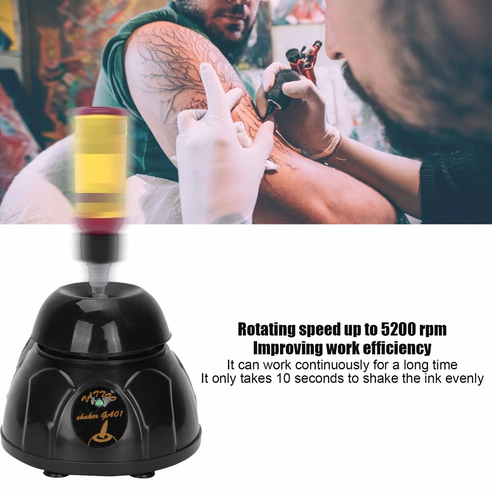 Tattoo Pigment Ink Electric Shaker Stirrer Lakier do paznokci Żel UV Vortexer Mixer Czarny