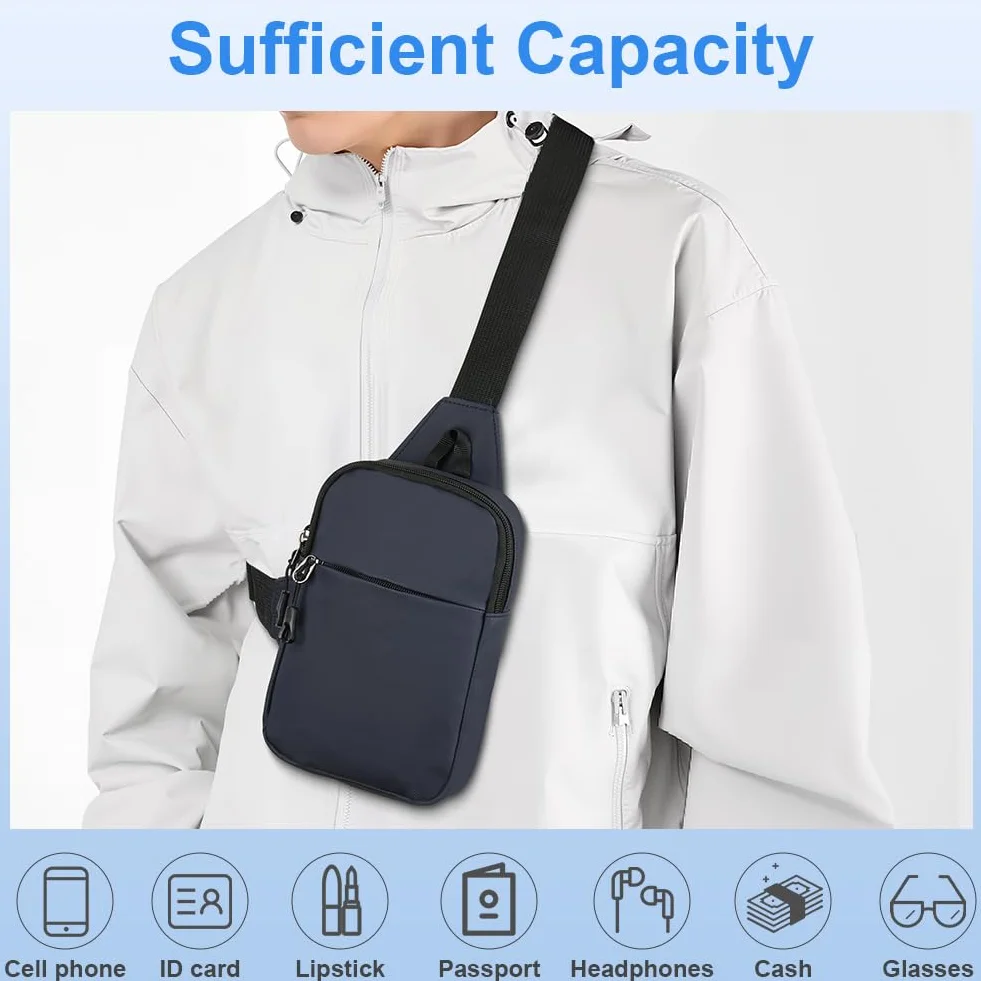 HOTUT Mała torba na ramię, wodoodporna torba na klatkę piersiową dla mężczyzn i kobiet, mini plecak na ramię crossbody z zamkiem błyskawicznym i regulowanym paskiem do podróży, wędrówek, jazdy na