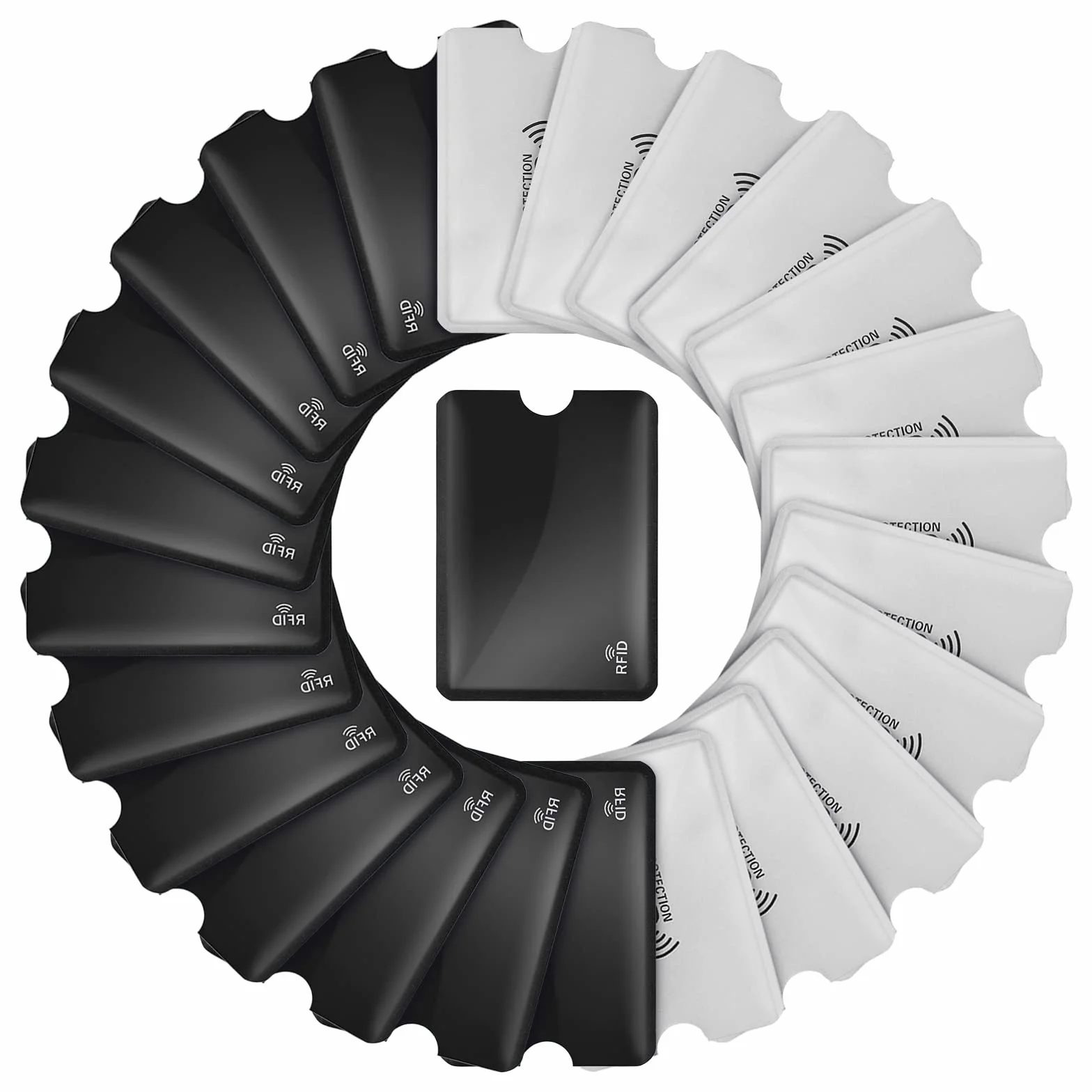 Molain Rękawy blokujące RFID, etui na karty kredytowe, dla kobiet i mężczyzn, 24 szt., Czarny, biały, 3.6 x 2.5 inch/9.1 x 6.3 cm