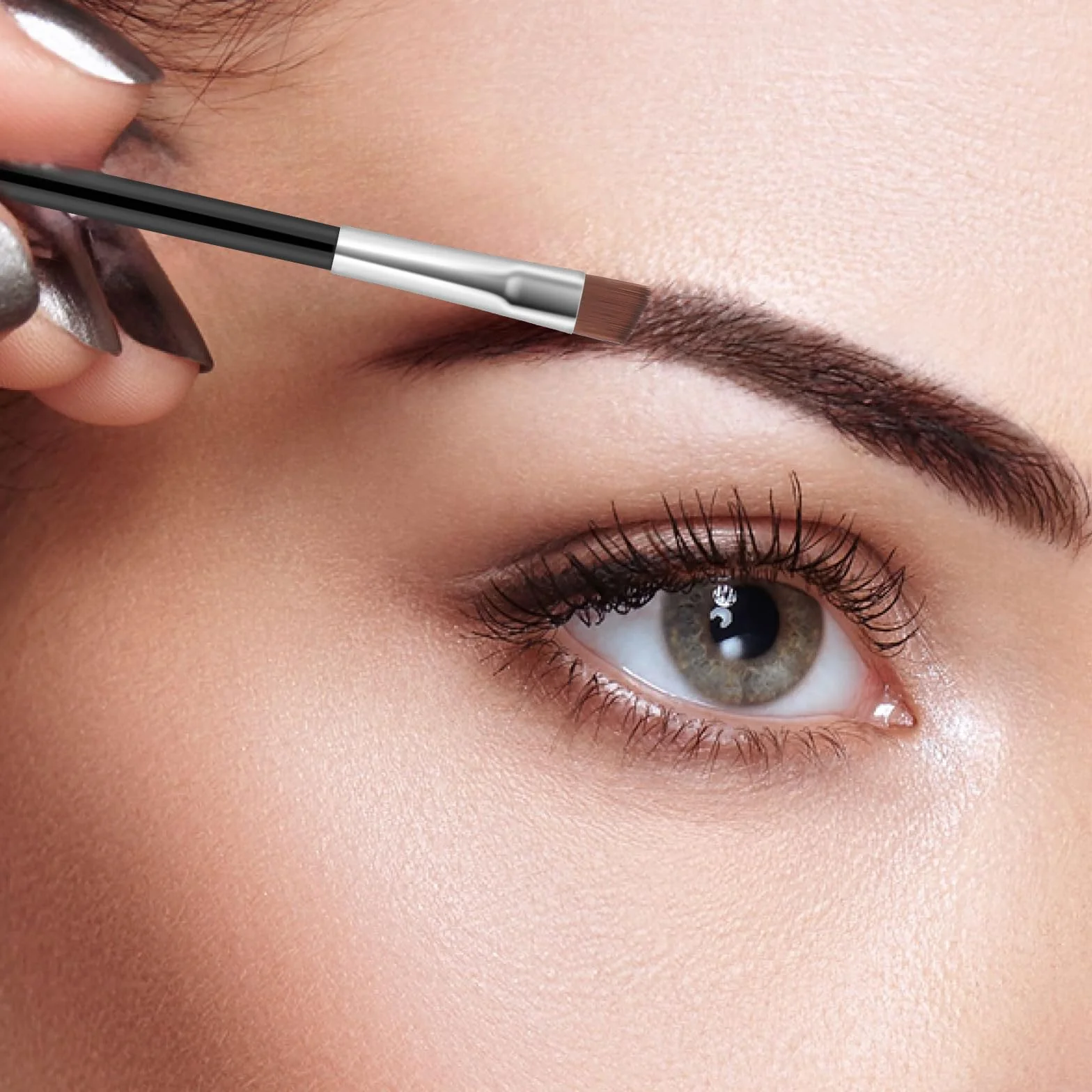 12 sztuk cienkich, zakrzywionych pędzli do brwi, zakrzywiony pędzel do eyelinera, delikatne zagięcie, miękkie włókna, 12,3 cm narzędzie do makijażu oczu