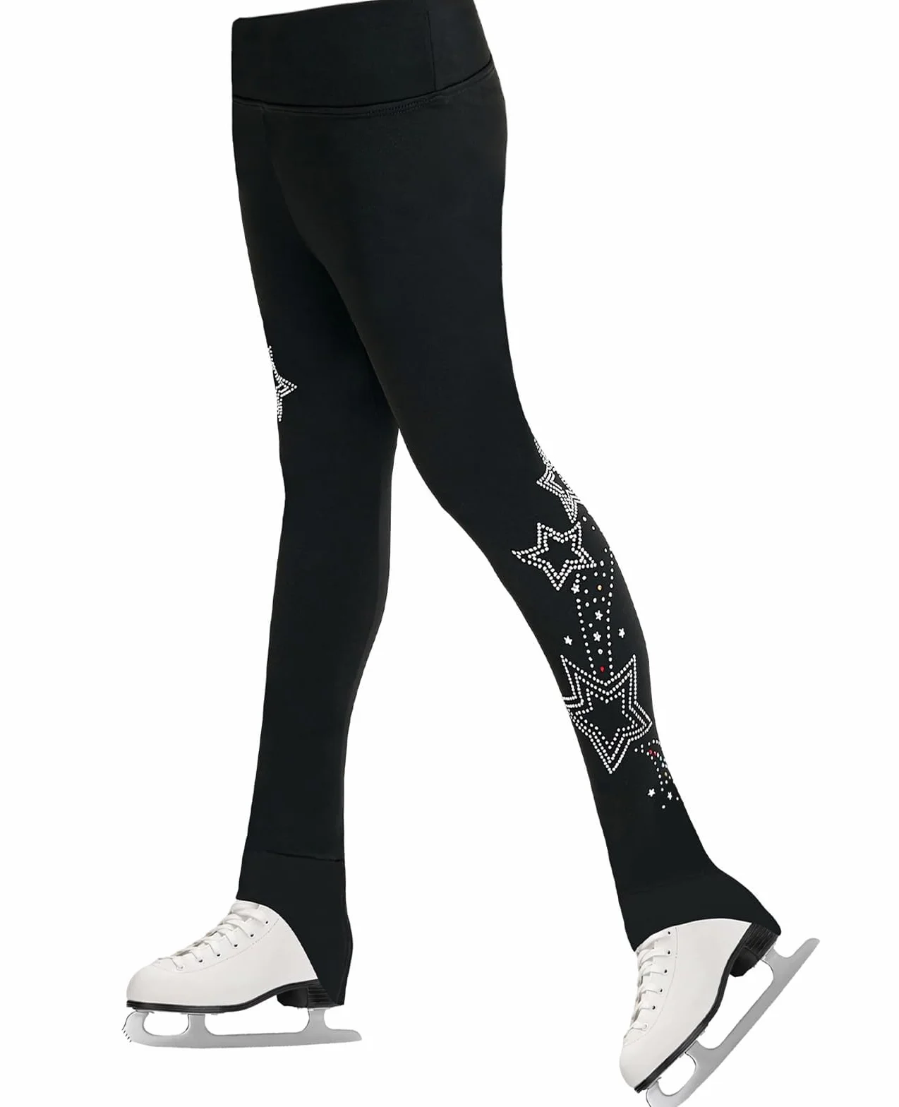 Gogokids Dziewczęce legginsy do jazdy na łyżwach, polarowe, termiczne, czarne spodnie do tańca