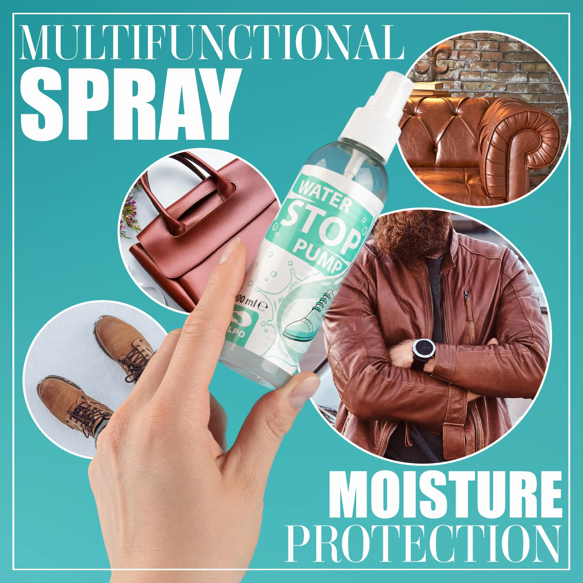 SULPO Impregnat do butów – Ochrona WATER STOP do obuwia, tkanin i skóry – Do sneakersów, odzieży outdoorowej, dziecięcych i zwierzęcych akcesoriów 2 x 100 ml