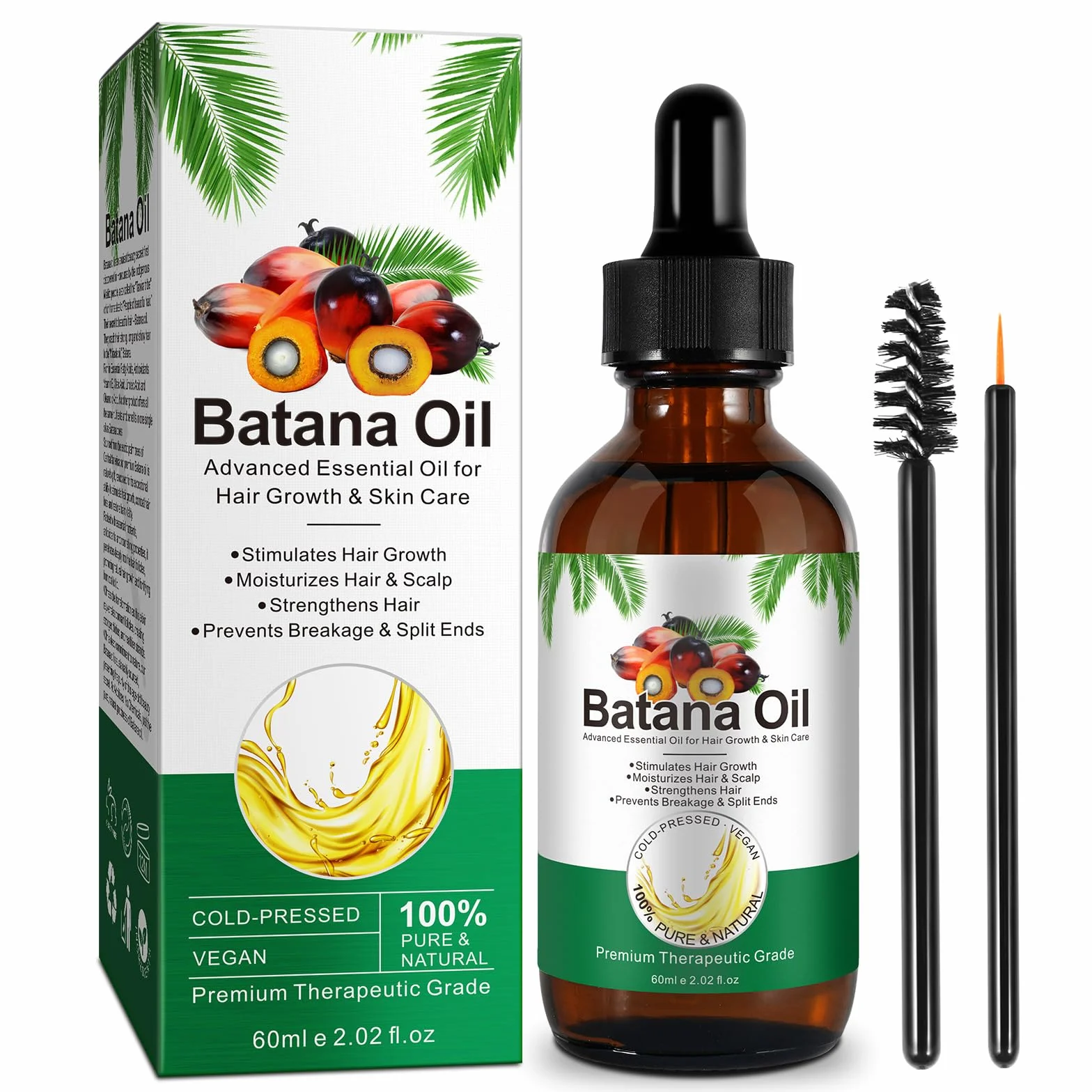 Batana olejek na porost włosów, 60 ml, 100% czysty i naturalny olejek Batana, wzmacnia włosy, skórę i krem nawilżający do twarzy, aromaterapia, odpowiedni dla mężczyzn i kobiet