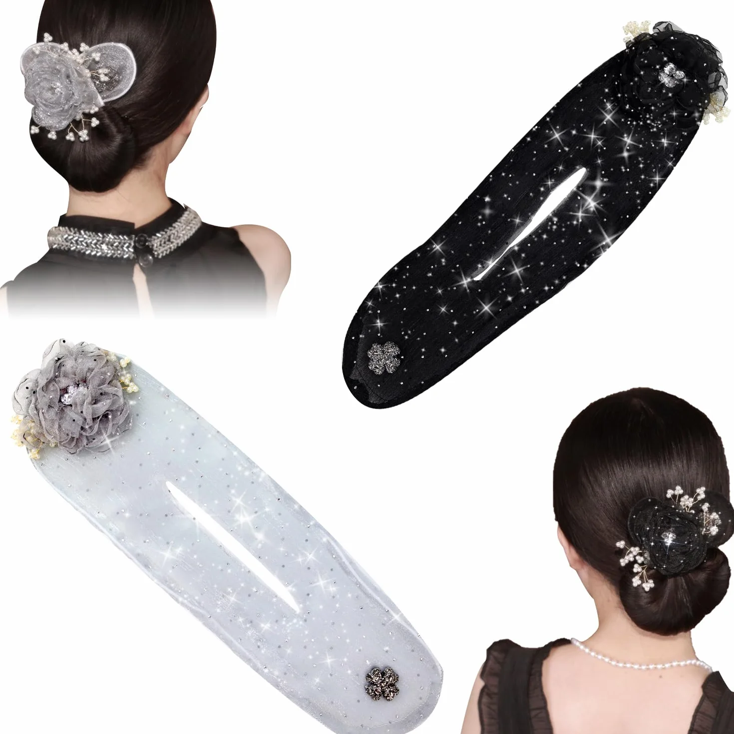 Kwiat Hair Bun Roller, klips do włosów, deft bun maker, 2024, najnowszy styl skręcanych włosów, kok, ozdoba do włosów, spinka do włosów, dla kobiet i dziewcząt