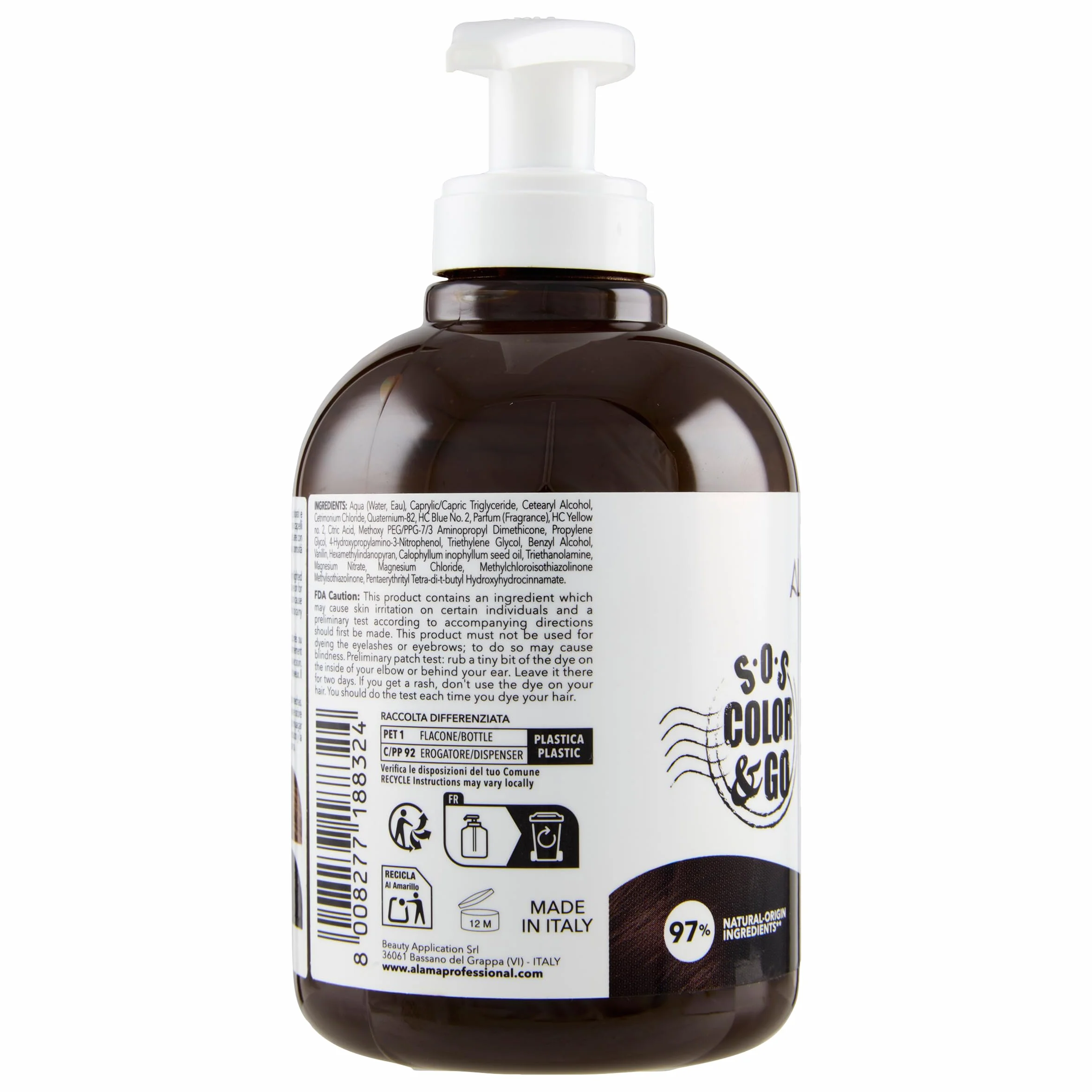 Alama Professional S.O.S Color&Go maska, odblaskowa i ożywcza maska koloryzująca, brązowa, 300 ml
