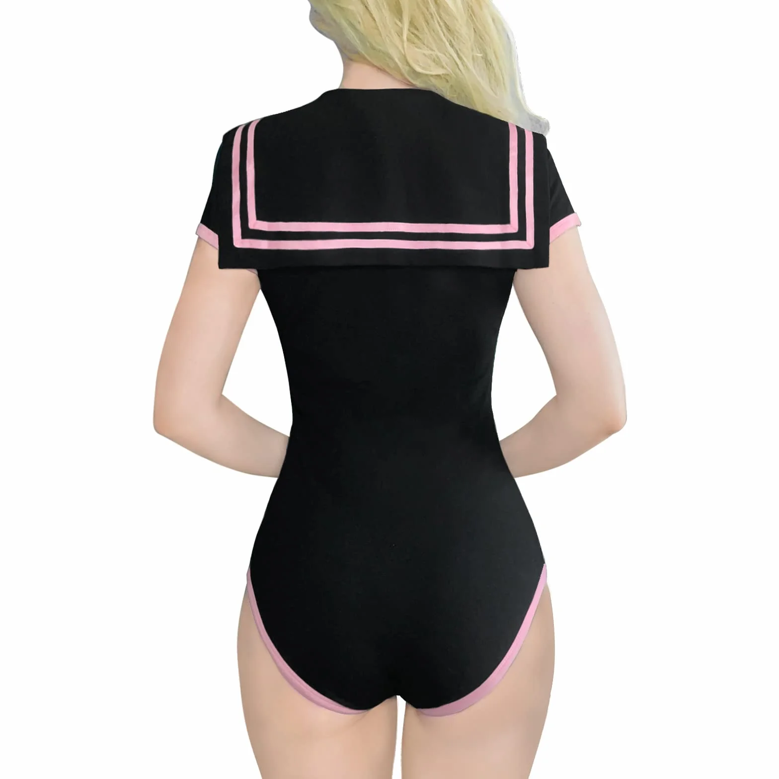 LittleForBig Bawełniany Romper Onesie Piżama Bodysuit - Klasyczny japoński komplet spódniczki Onesie dla dziewczynek w wieku szkolnym pełna czerń M