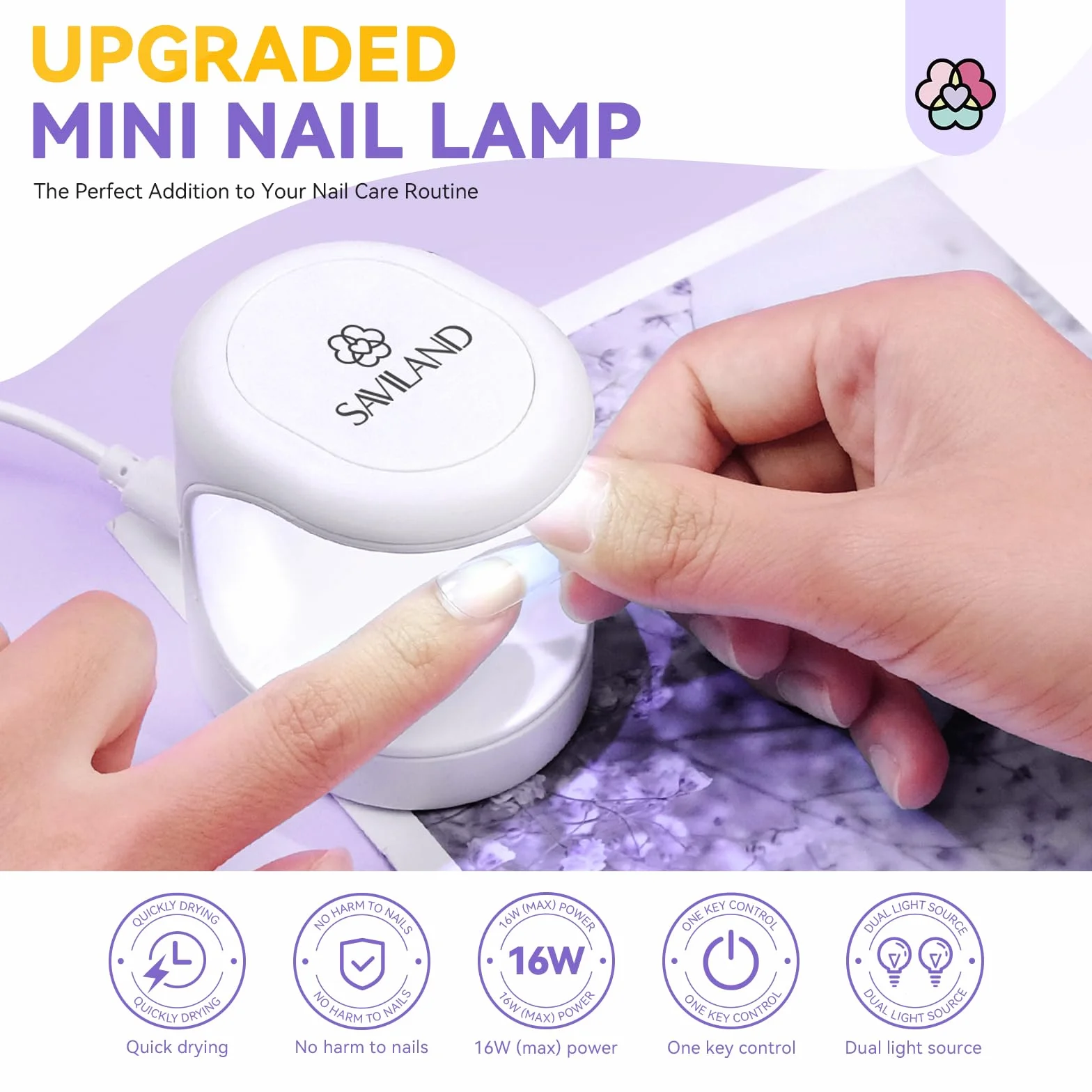 Saviland Mini lampa do paznokci – 16 W U V/LED suszarka do paznokci U V światło do paznokci do paznokci do paznokci do paznokci poli Builder żel do paznokci klej do paznokci dla początkujących w domu,
