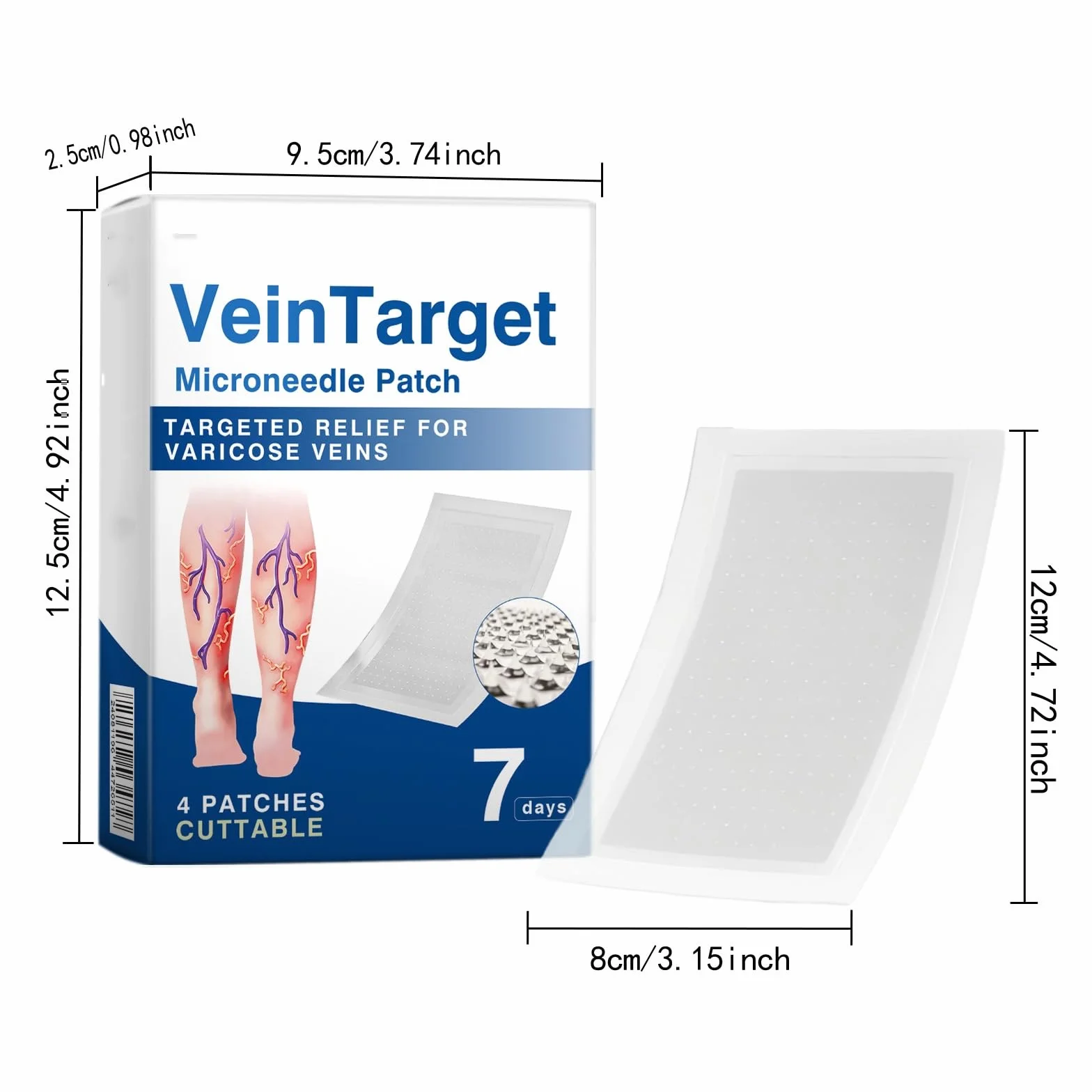 Vein Target plastry z mikroigiełkami, Veintarget Microdarts, 2026, zaawansowane plastry na żylaki, pielęgnacja nóg z naturalnymi składnikami, do wszystkich rodzajów skóry, 1 pudełko