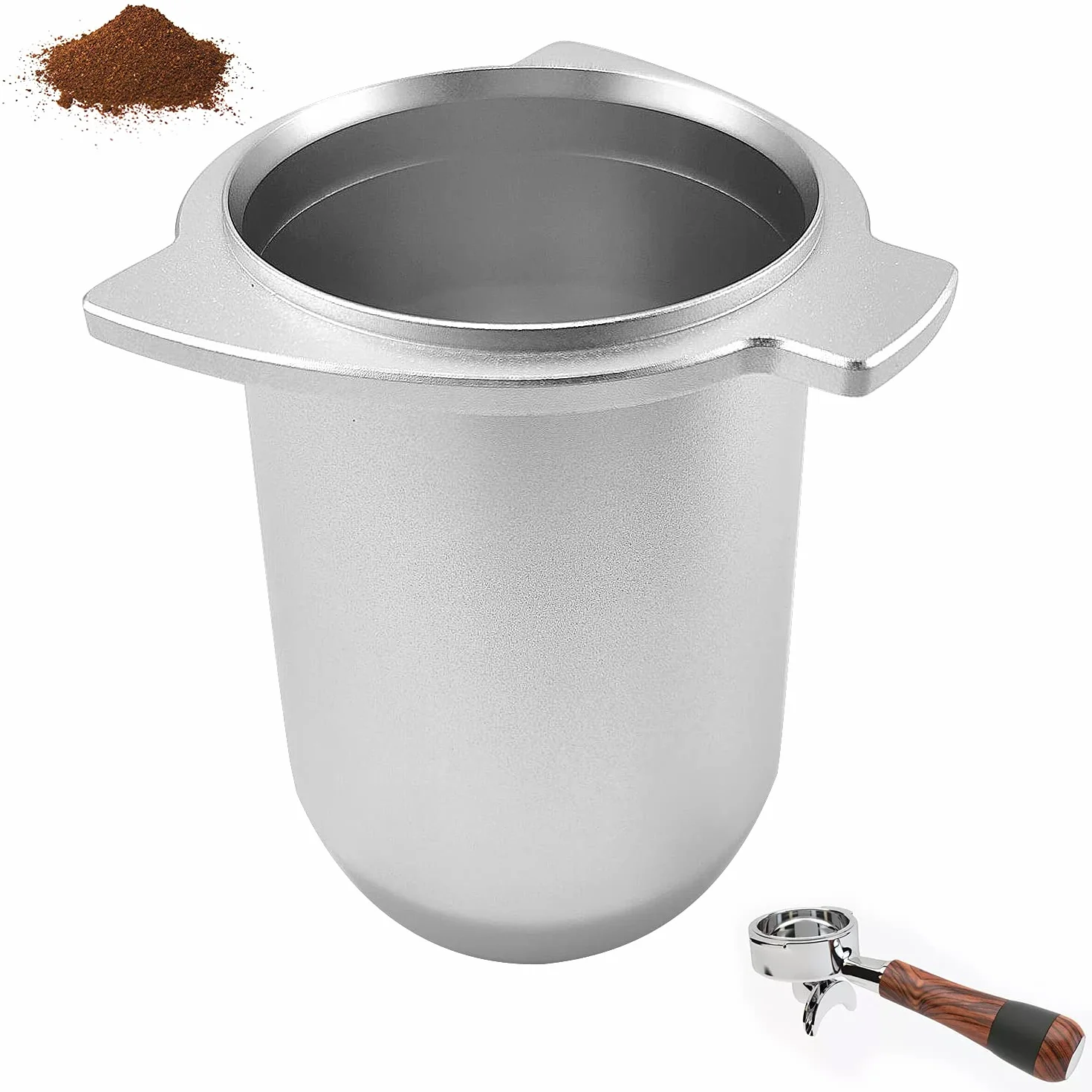 54 mm kubek dozujący do espresso kubek do kawy mielona ważenie barista akcesoria aluminium metal do szałwii Delonghi Breville Portafilter, srebrny