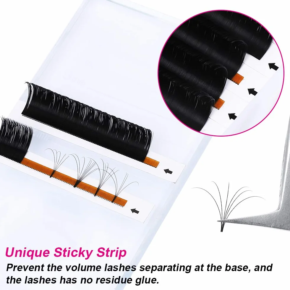 Easy Fan Lashes FADLASH 0.07mm C Curl 12mm Pojedyncza Długość Self Fanning Przedłużenie Rzęs Objętość Rosyjska Russian Easy Fan Eyelash(0.07-C-12mm)