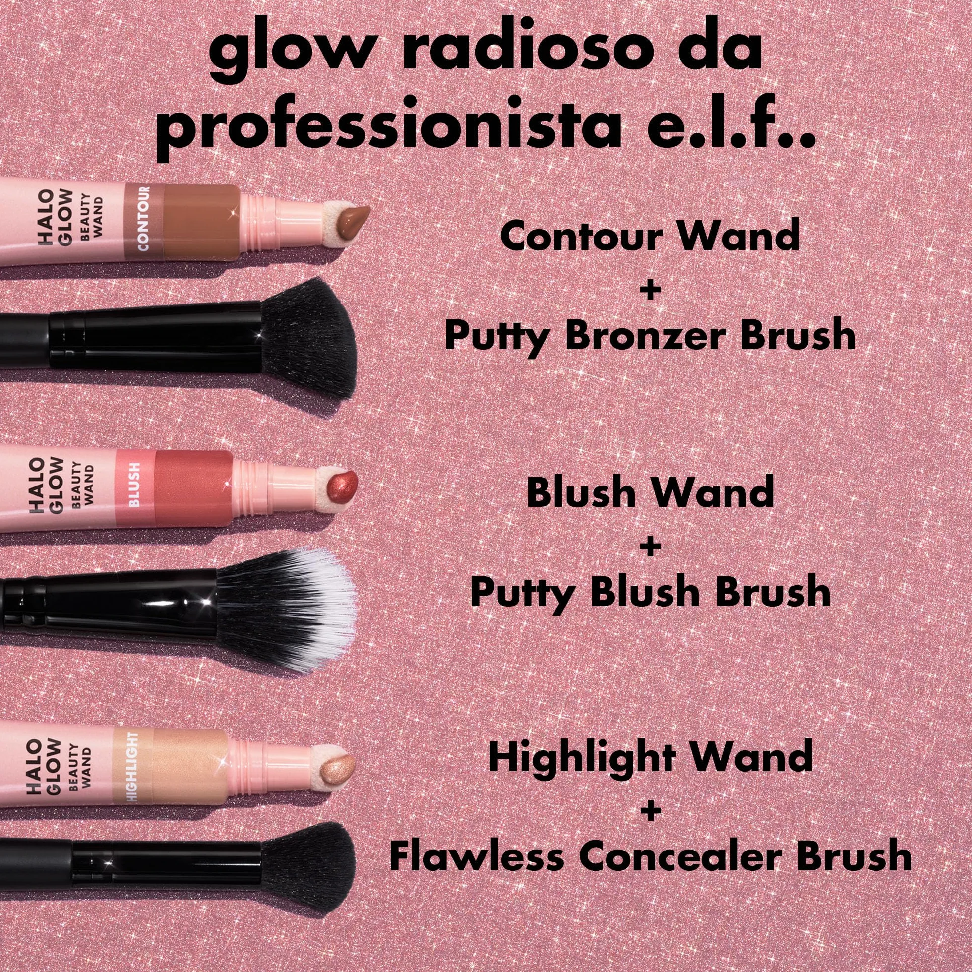 e.l.f. Halo Glow Contour Beauty Wand, płynna różdżka konturowa, jasna/lekka