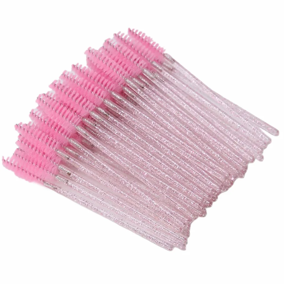50 Szt. Jednorazowa Szczoteczka do Rzęs, NMascara Wands Ylon Makeup Brush Mascara Wands Rzęsy Brwi Jednorazowa Przenośna Szczoteczka do Przedłużania Rzęs i Brwi(różowy)