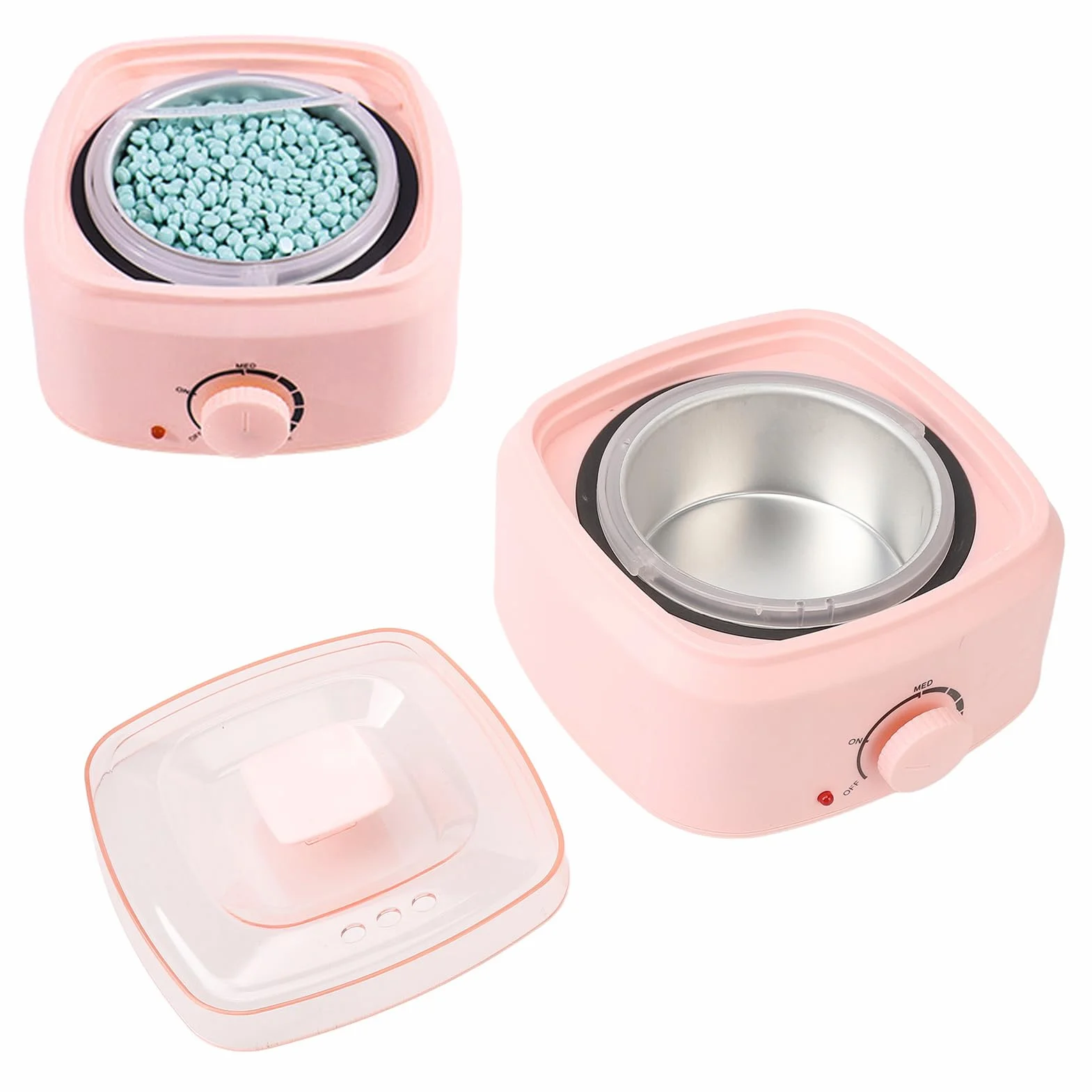Podgrzewacz do Wosku, Uroczy Podgrzewacz do Wosku w Kolorze Różowym, Zestaw Elektryczny Podgrzewacz do Gorącego Wosku Mini Rose do Depilacji z przezroczystą pokrywką dla (Wtyczka