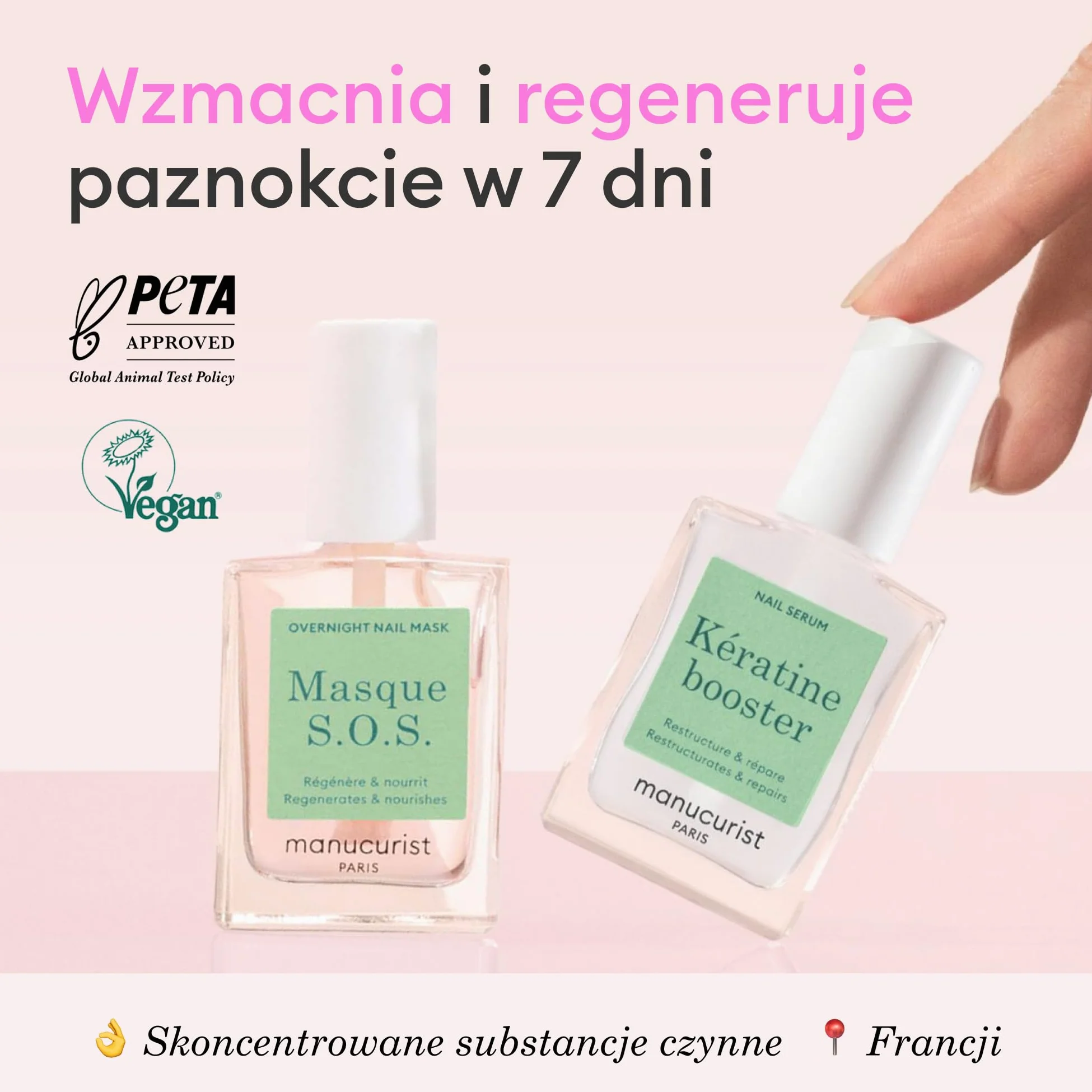 Manucurist Duo Dzień & Noc – Kuracja do Paznokci Zniszczonych i Osłabionych: Serum z Keratyną Roślinną + Nocna Maska – Ekspresowa Regeneracja i Wzmocnienie – Wegański Zestaw do Paznokci