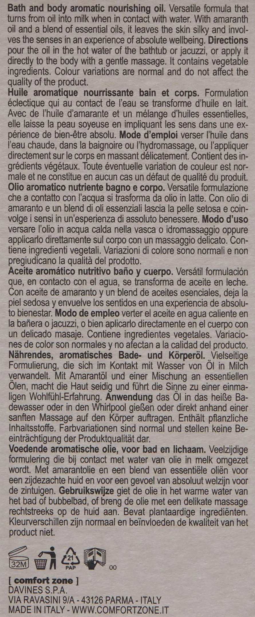 Comfort Zone Tranquillity Bath & Body Oil 200 ml