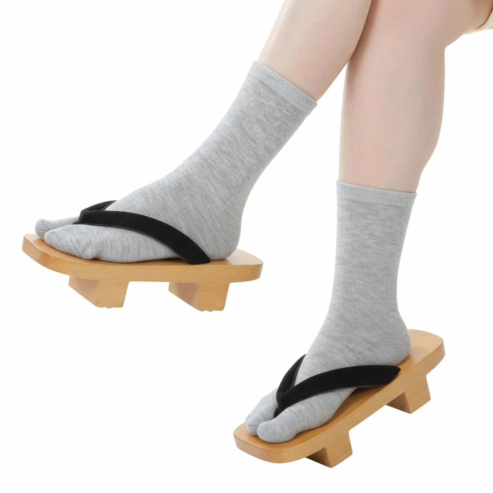 Qianyu 3 pary japońskich skarpet Tabi Unisex Tabi Flip Flop, Geta Bawełniane Split Toe, Tabi, elastyczne, miękkie i oddychające, białe i szare skarpety Tabi, dla kobiet i mężczyzn, kapcie typu Geta