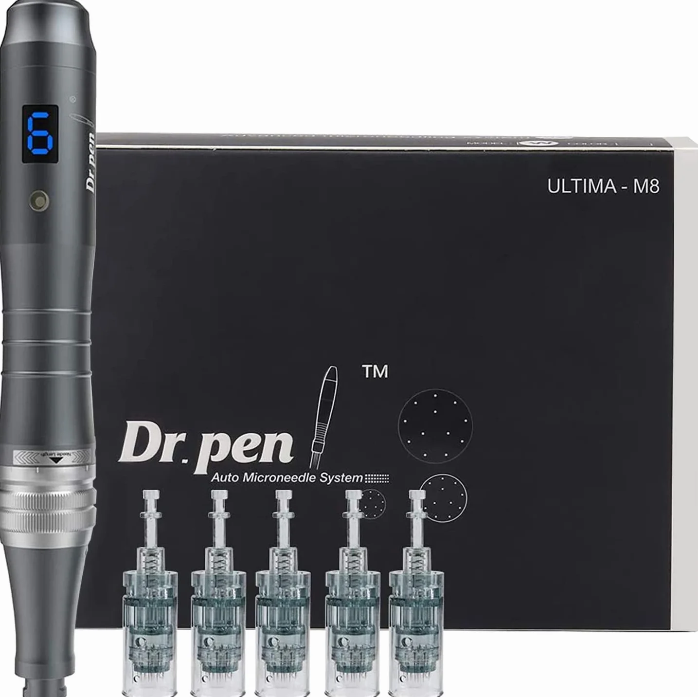 Dr.pen Ultima M8 długopis do mikroigłowania - bezprzewodowy automatyczny długopis Derma - niesamowity zestaw narzędzi do pielęgnacji skóry twarzy i ciała - 5 szt. 16-pinowych wkładów