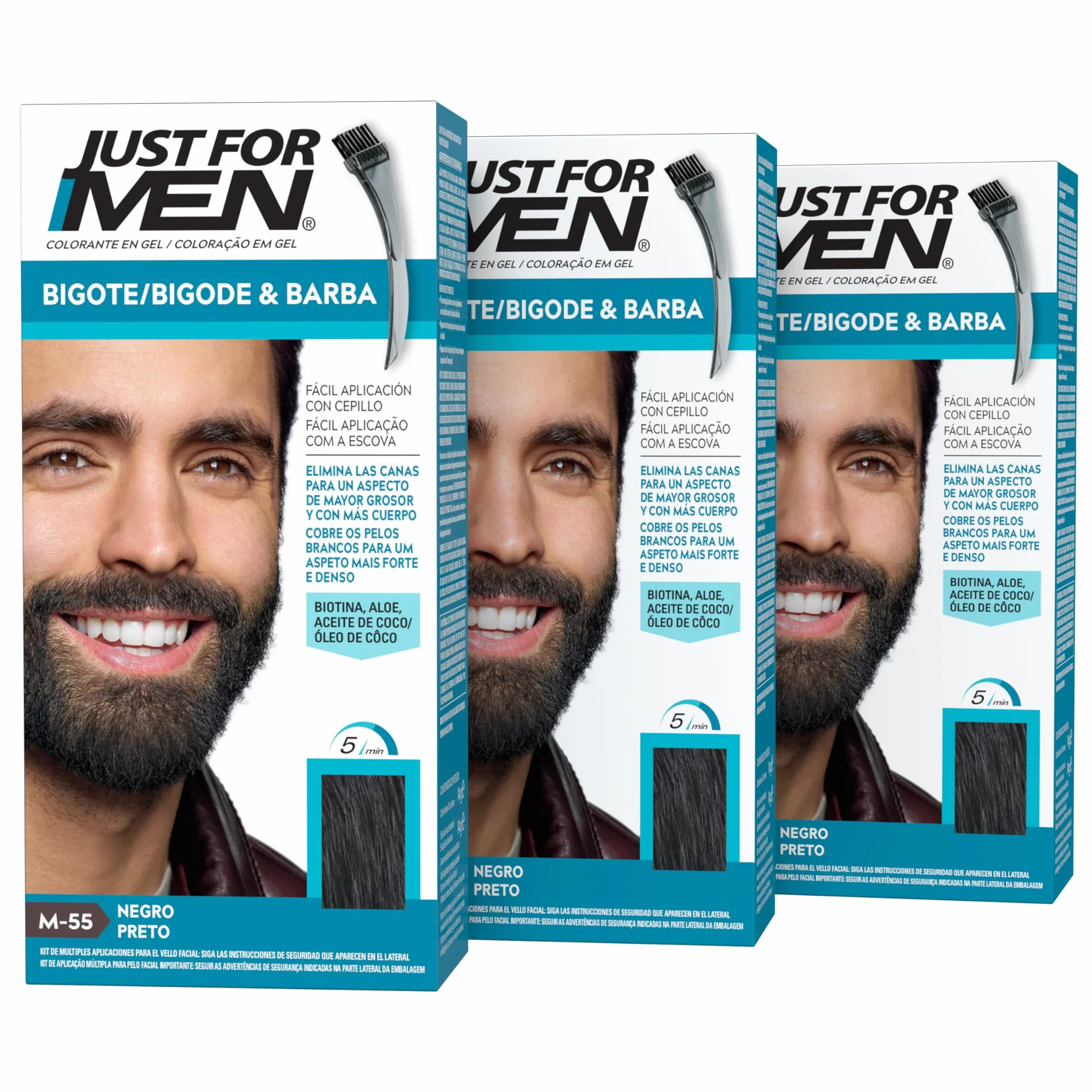 Just For Men Barwnik Wąsów I Czarnej Brody M55 (3 Pack)