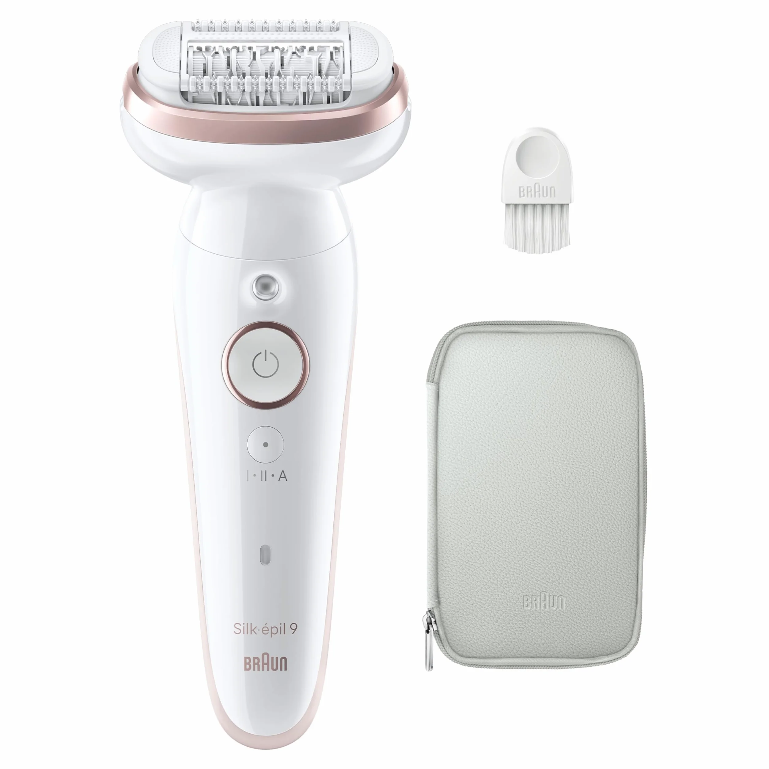 Braun Silk-épil 9 9-000 Depilator z ruchomą głowicą ułatwiającą usuwanie włosów, depilacja na mokro i sucho, gładka skóra przez długi czas, Biały/Flamingo