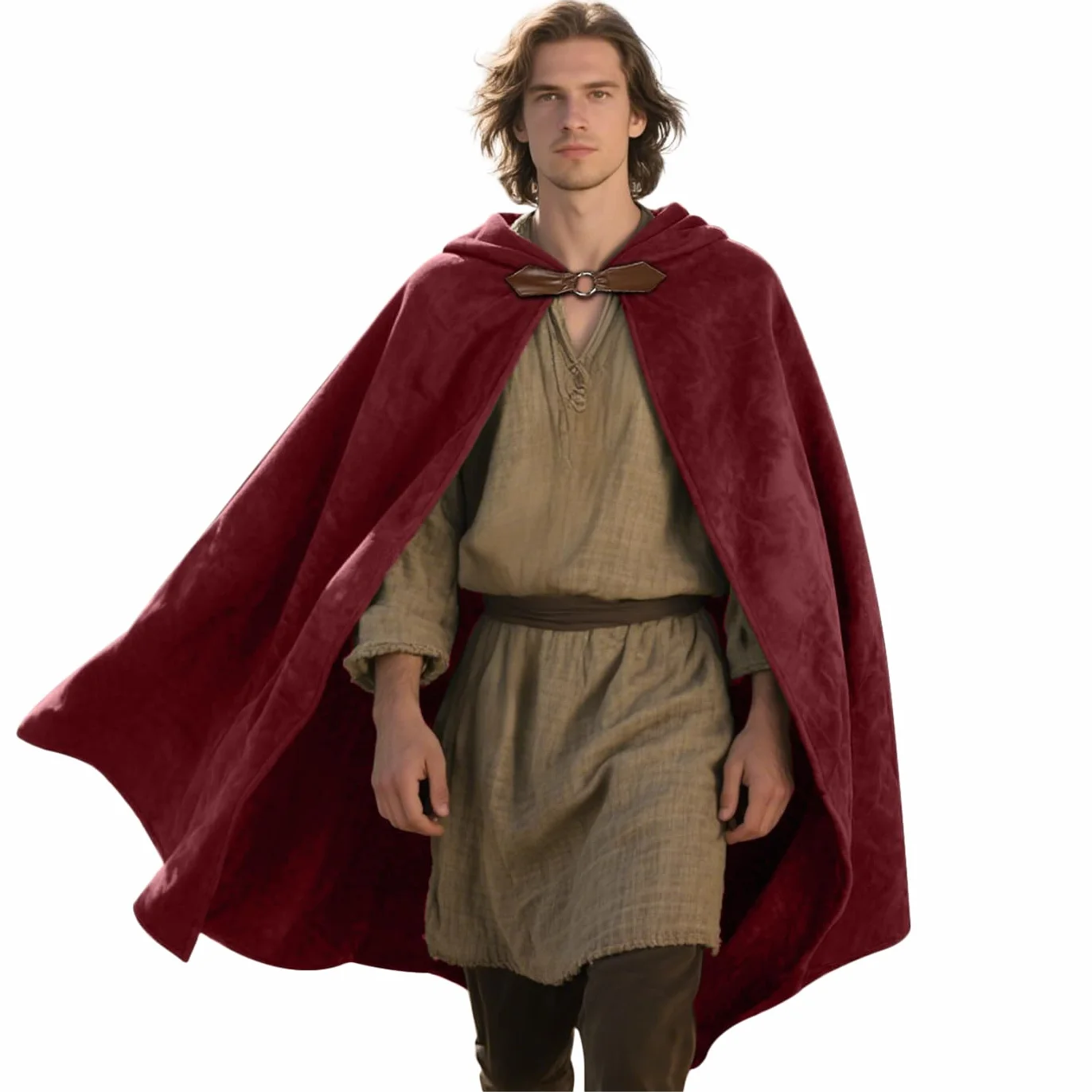 keland Renaissance peleryna z kapturem, aksamitna peleryna z kapturem, Halloween, średniowieczna, Hobbit, płaszcz z kapturem
