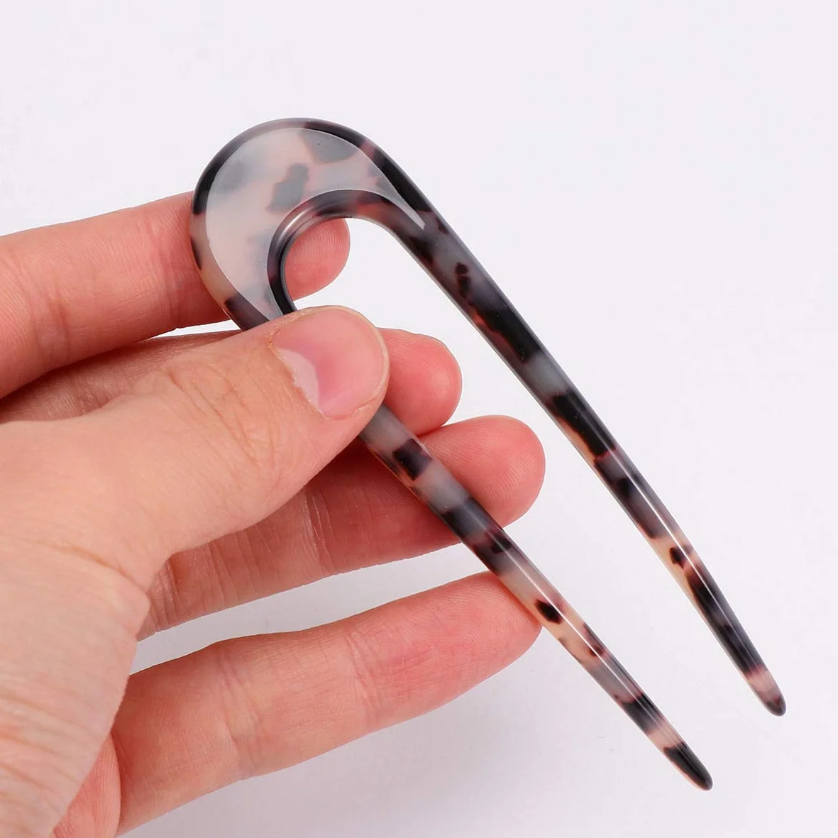 Minkissy 2 szt. francuski widelec do włosów celluloid Chignon szpilki do włosów wysoko upięta fryzura U trzpienie warkocz Twist Bobby Pins do bułek (kolor losowy)